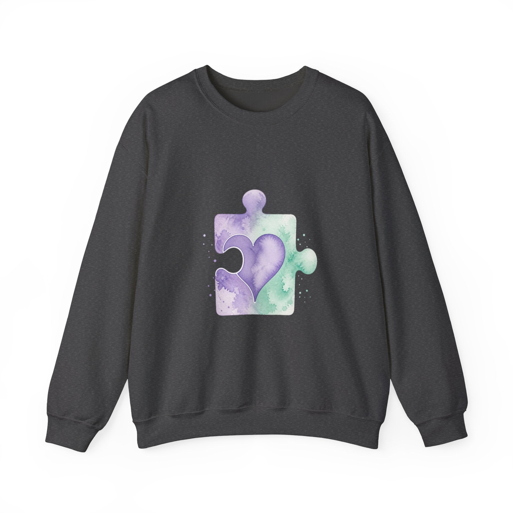 Matching Couple Sweatshirt - Puzzle Pieces Matching Couple Comfort Colors Crew Watercolor Art His Hers Birthday Gift - Design B