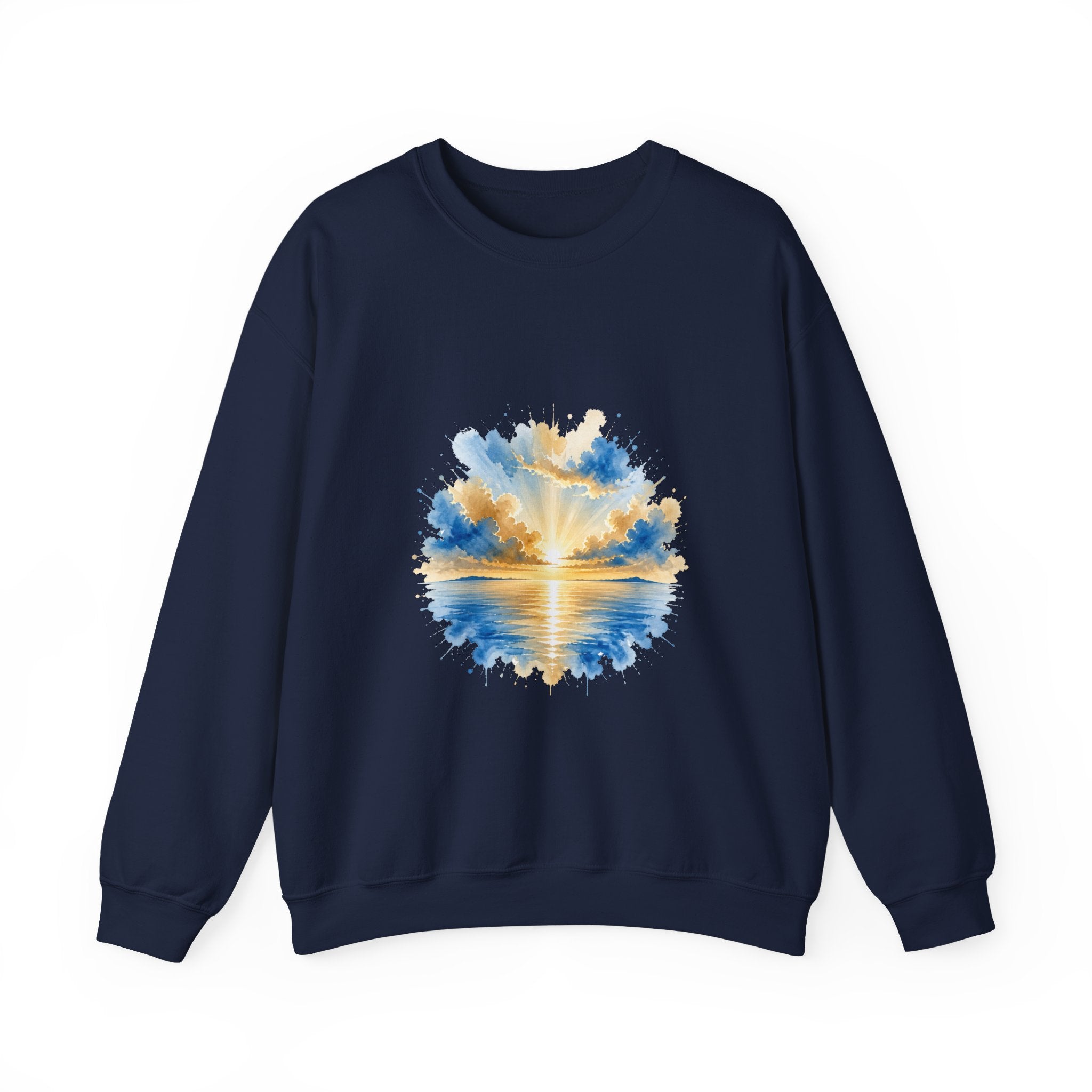 Matching Couple Sweatshirt - Sunrise & Sunset Matching Couple Crewneck Sweatshirt Watercolor Art His Hers Engagement Gift - Design A