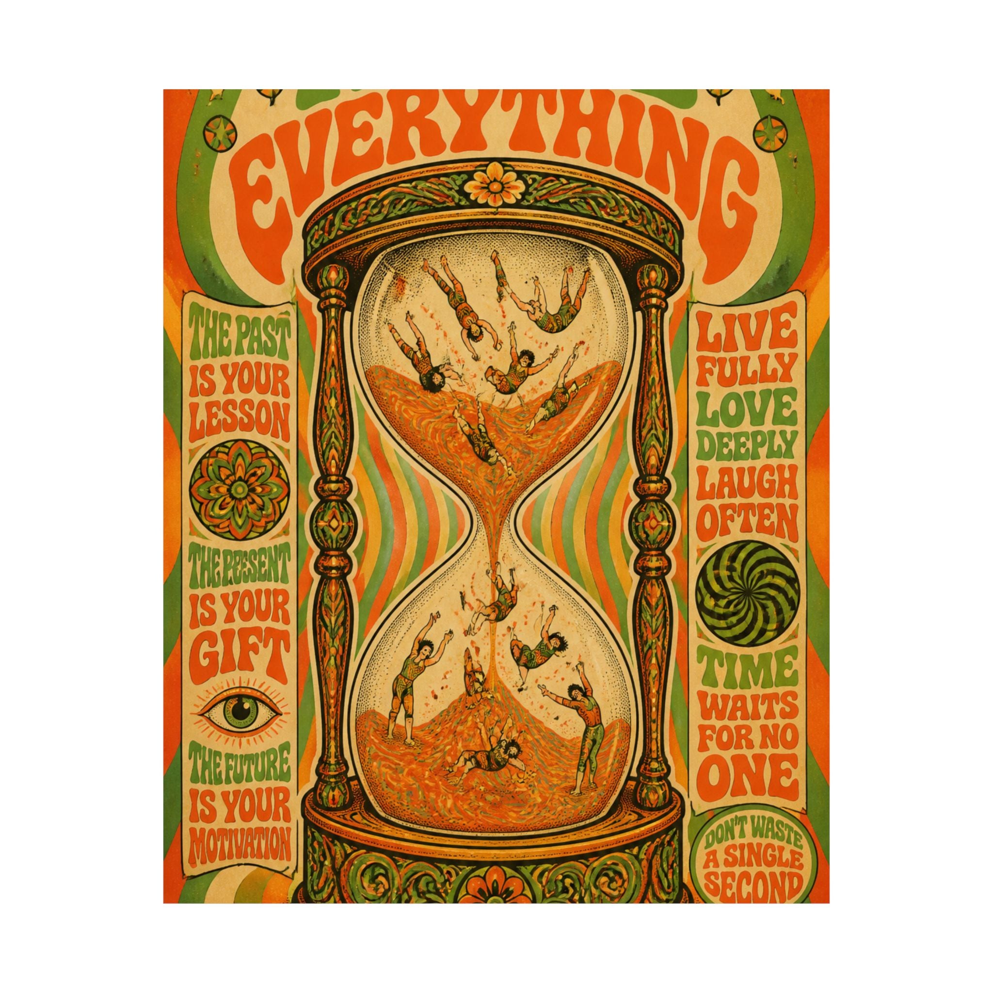 Hourglass Acrobats Wall Art Poster 24×36 Psychedelic Dining Room Decor Maximalist Print