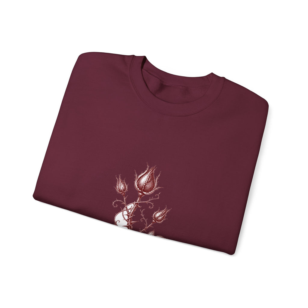 Matching Couple Sweatshirt - Rose & Thorn Matching Couple Crewneck Sweatshirt Hand-Drawn Art His Hers Best Friend Gift - Design B