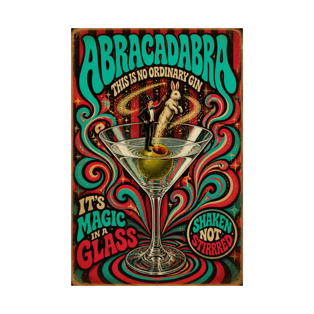 Martini Magician Wall Art Poster 24×36 Psychedelic Dining Room Decor Maximalist Print