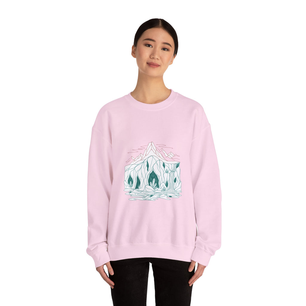 Matching Couple Sweatshirt - Volcano & Glacier Matching Couple Comfort Colors Crew Minimalist Art His Hers Christmas Gift - Design B