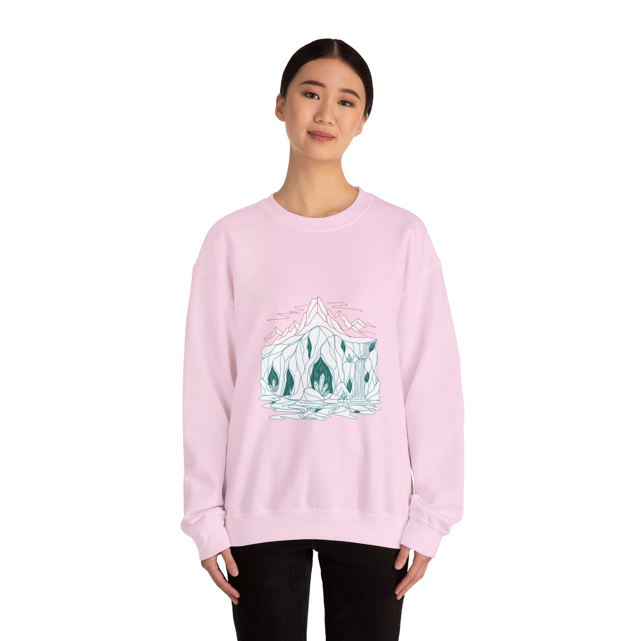 Matching Couple Sweatshirt - Volcano & Glacier Matching Couple Comfort Colors Crew Minimalist Art His Hers Christmas Gift - Design B