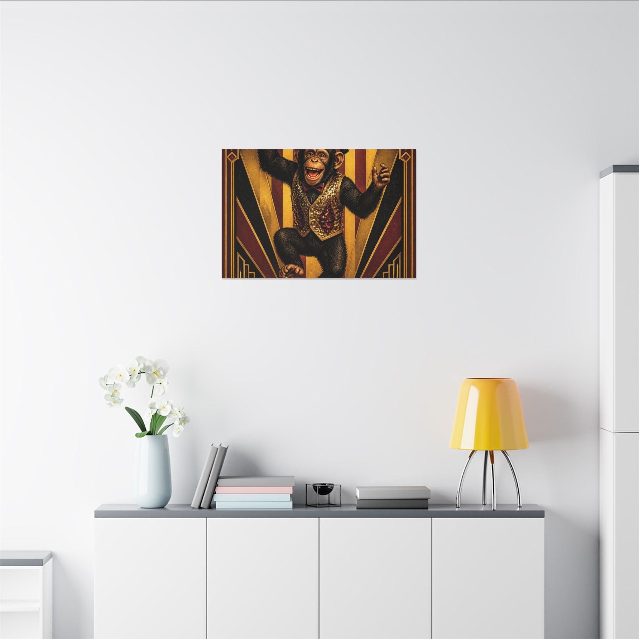 Dancing Monkey Wall Art Canvas 24×36 Art Deco Bar Area Decor Maximalist Print