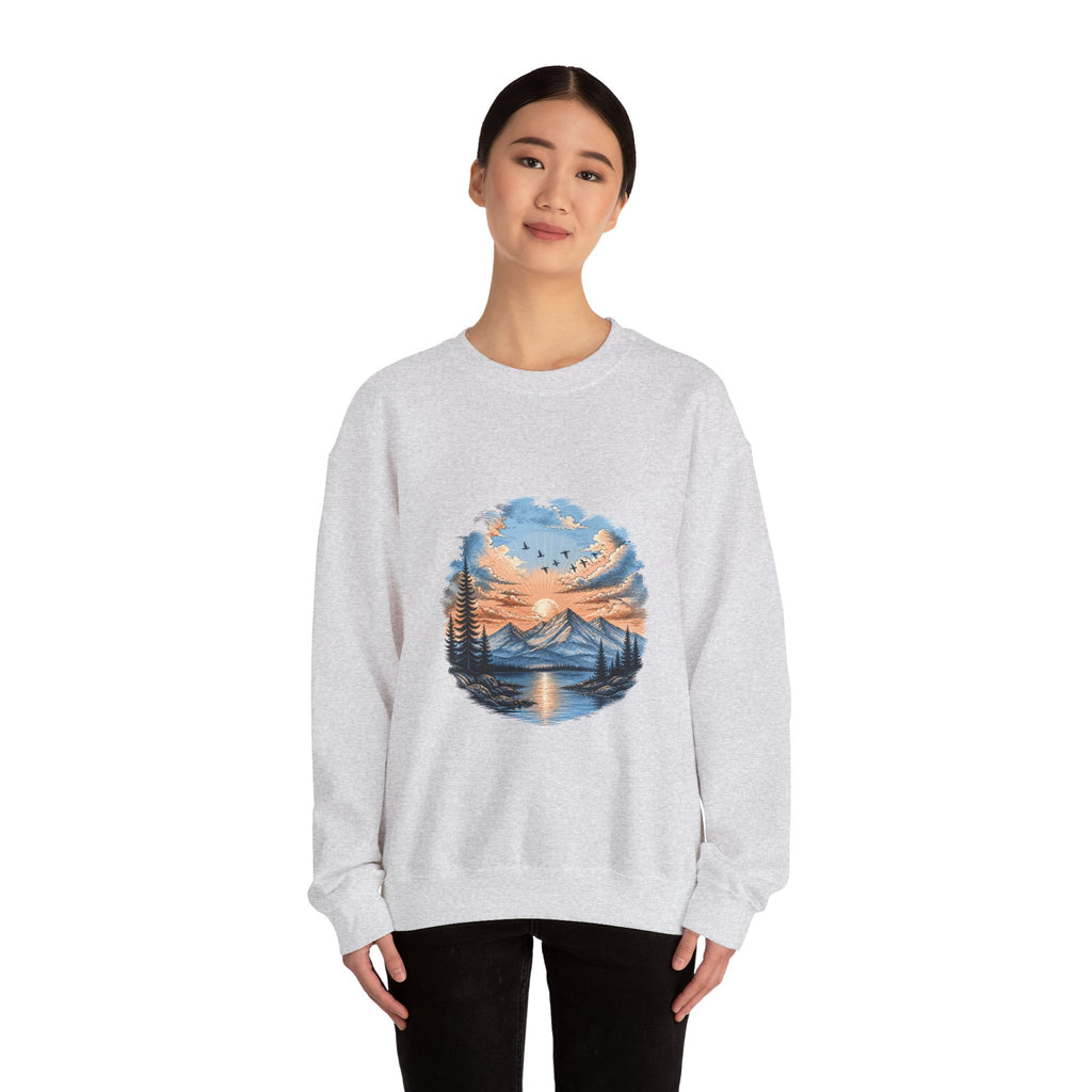 Matching Couple Sweatshirt - Sunrise & Sunset Matching Couple Crewneck Sweatshirt Hand-Drawn Art His Hers Best Friend Gift - Design B
