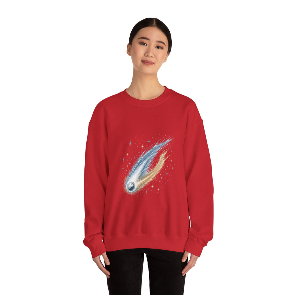 Matching Couple Sweatshirt - Comet & Asteroid Matching Couple Premium Fleece Sweatshirt Hand-Drawn Art His Hers Anniversary Gift - Design A
