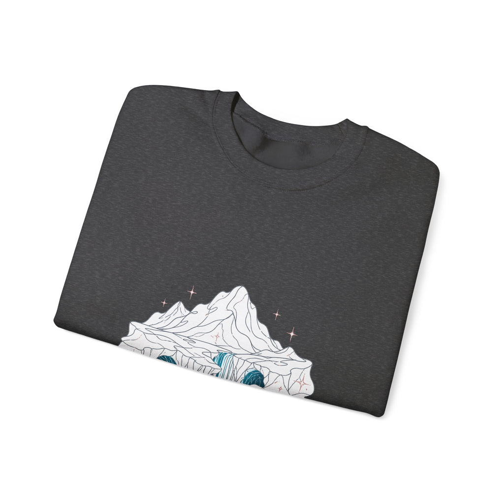 Matching Couple Sweatshirt - Volcano & Glacier Matching Couple Premium Fleece Sweatshirt Minimalist Art His Hers Christmas Gift - Design B