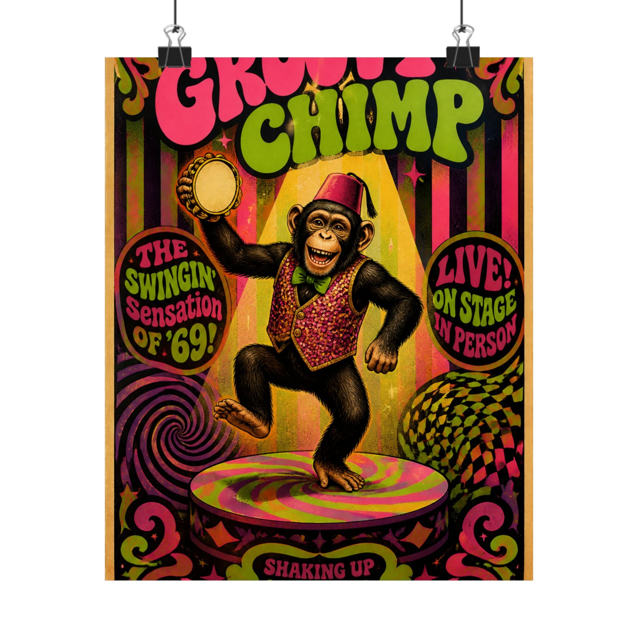 Dancing Monkey Wall Art Poster 18×24 Psychedelic Cafe Decor Maximalist Print