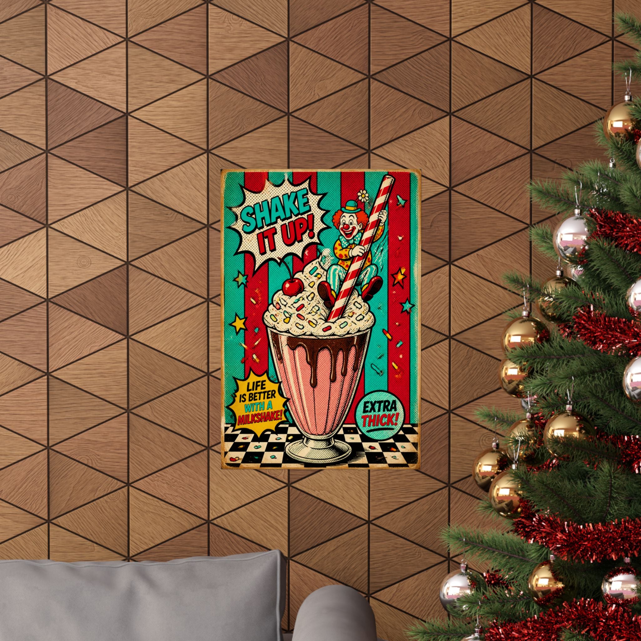 Milkshake Slide Clown Wall Art Poster 18×24 Pop Art Living Room Decor Maximalist Print