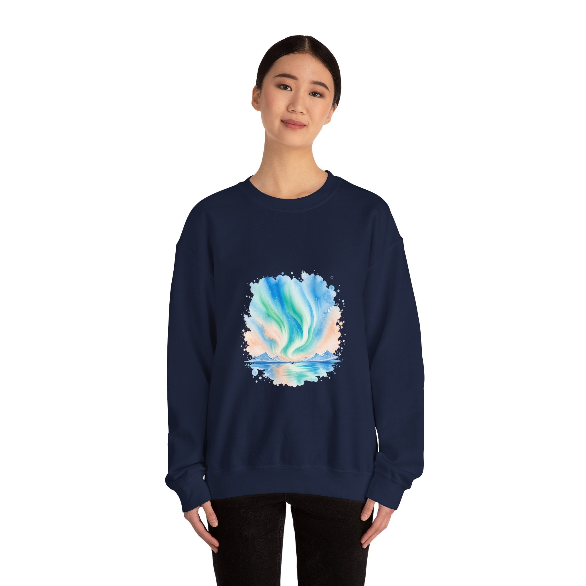 Matching Couple Sweatshirt - Aurora & Southern Cross Matching Couple Comfort Colors Crew Watercolor Art His Hers Birthday Gift - Design A