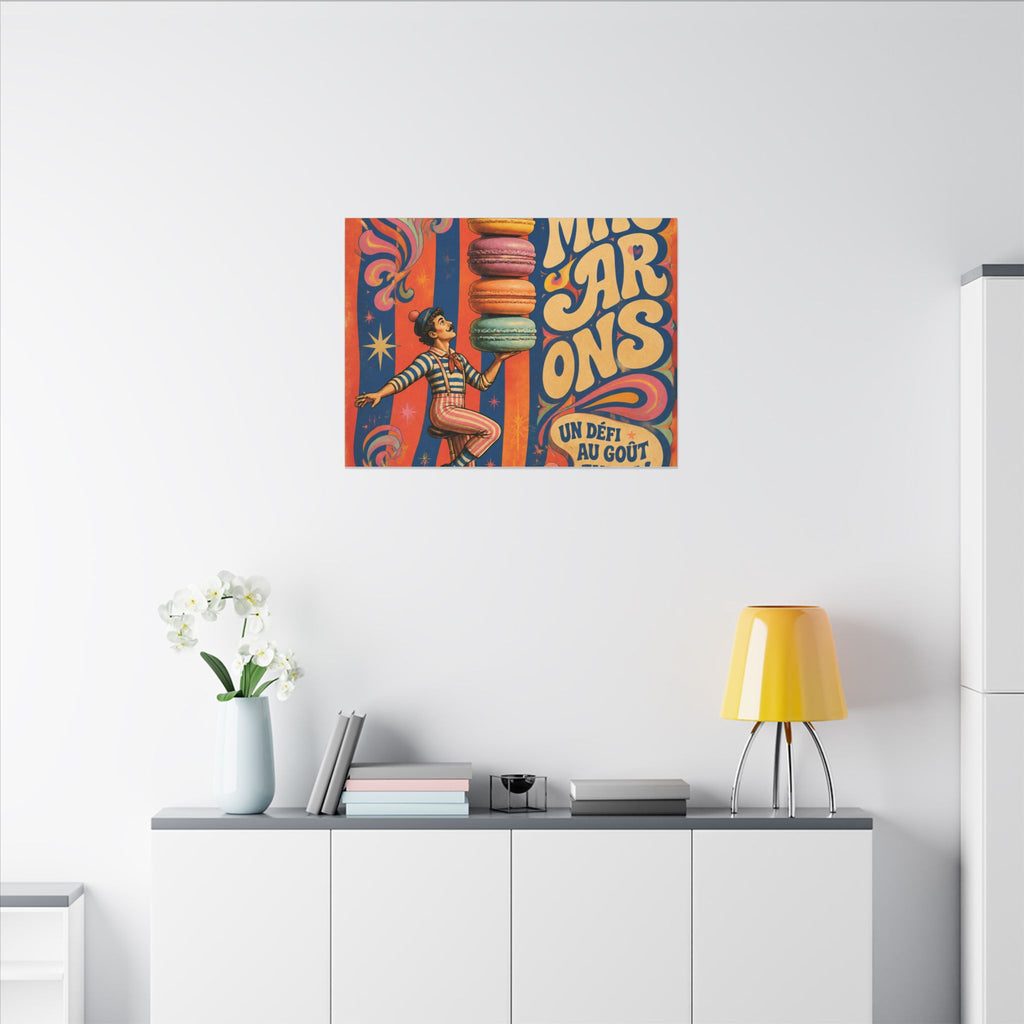 Macaron Balancing Tower Wall Art Canvas 16×20 Psychedelic Cafe Decor Maximalist Print