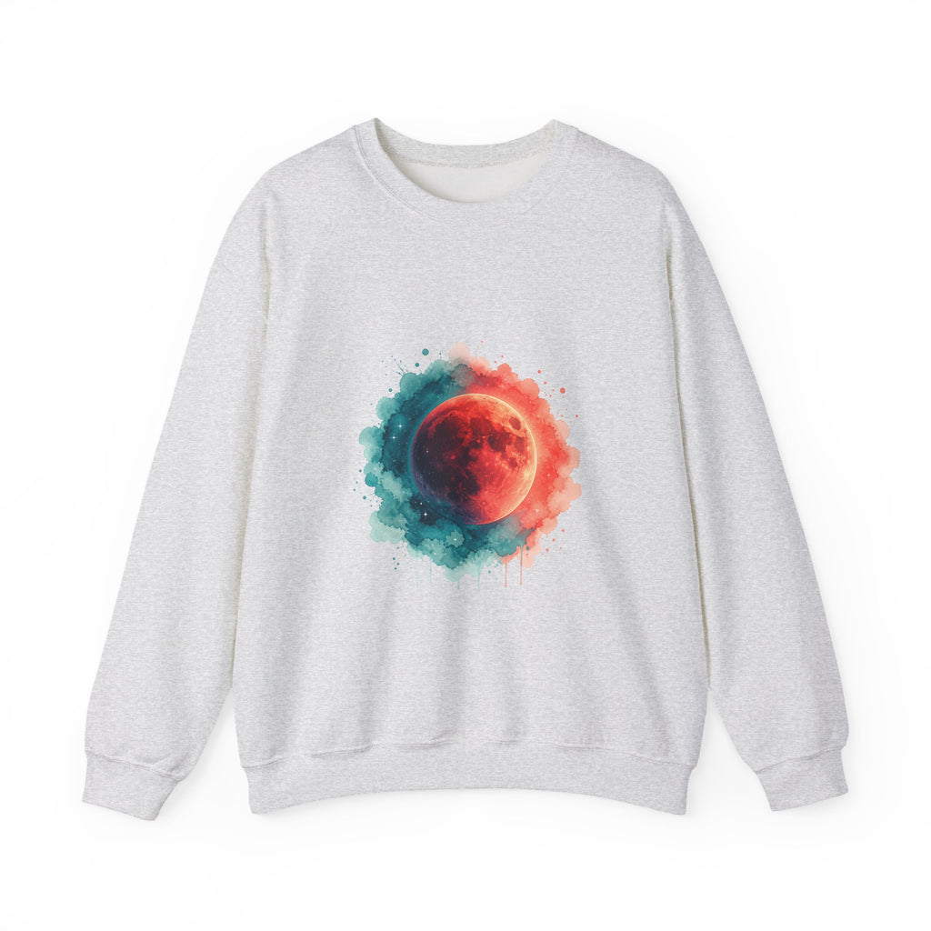 Matching Couple Sweatshirt - Solar & Lunar Eclipse Matching Couple Crewneck Sweatshirt Watercolor Art His Hers Engagement Gift - Design B