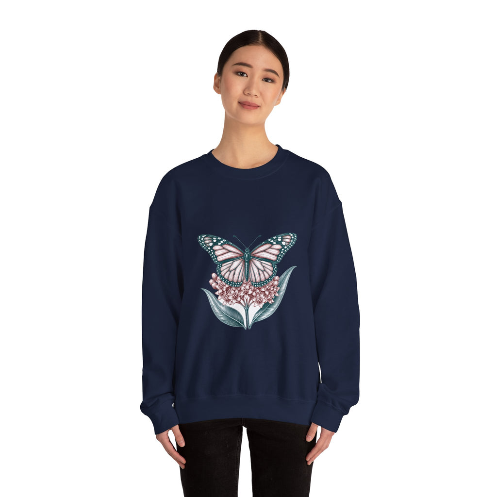 Matching Couple Sweatshirt - Butterfly & Moth Matching Couple Premium Fleece Sweatshirt Hand-Drawn Art His Hers Anniversary Gift - Design A