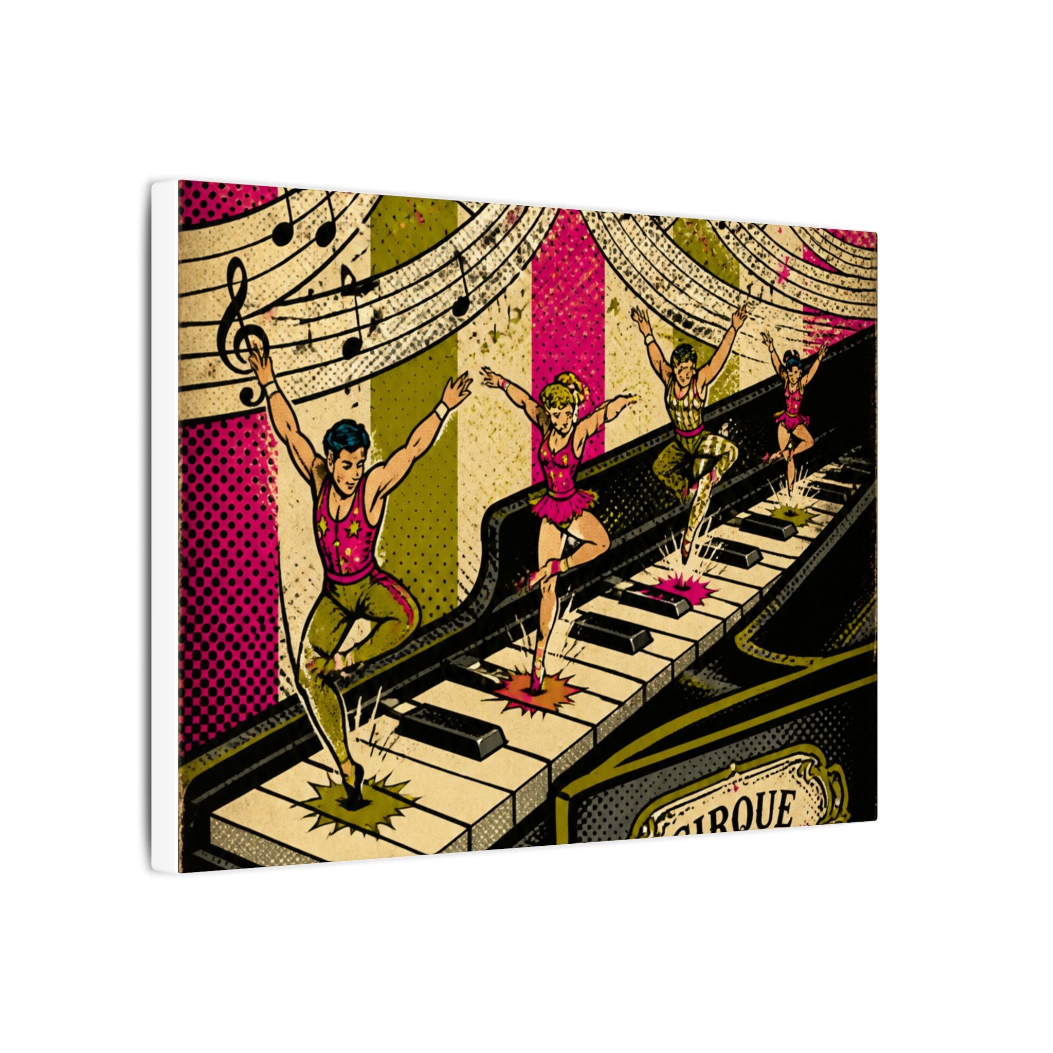 Grand Piano Acrobats Wall Art Canvas 16×20 Pop Art Living Room Decor Maximalist Print