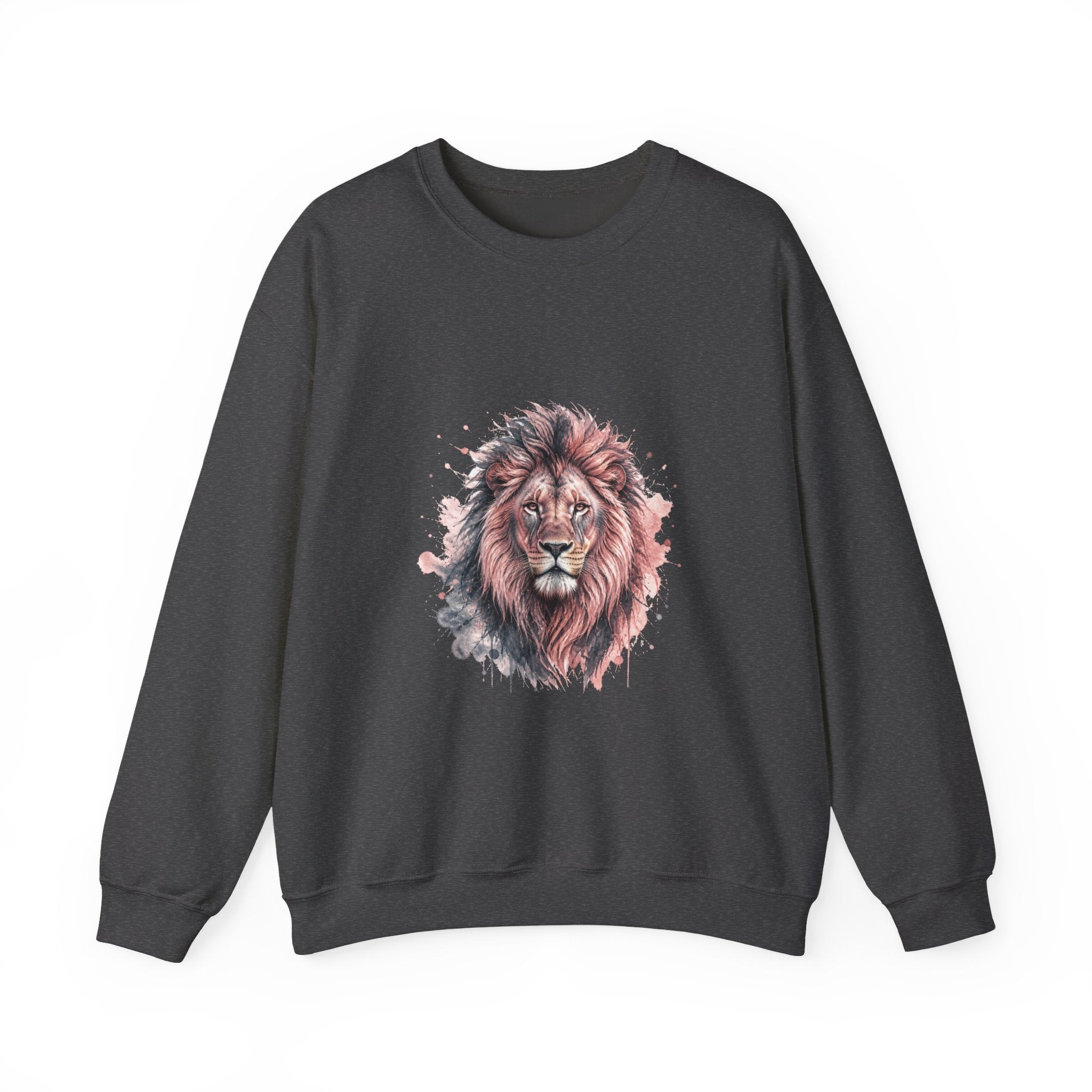 Matching Couple Sweatshirt - Lion & Lamb Matching Couple Crewneck Sweatshirt Watercolor Art His Hers Engagement Gift - Design A