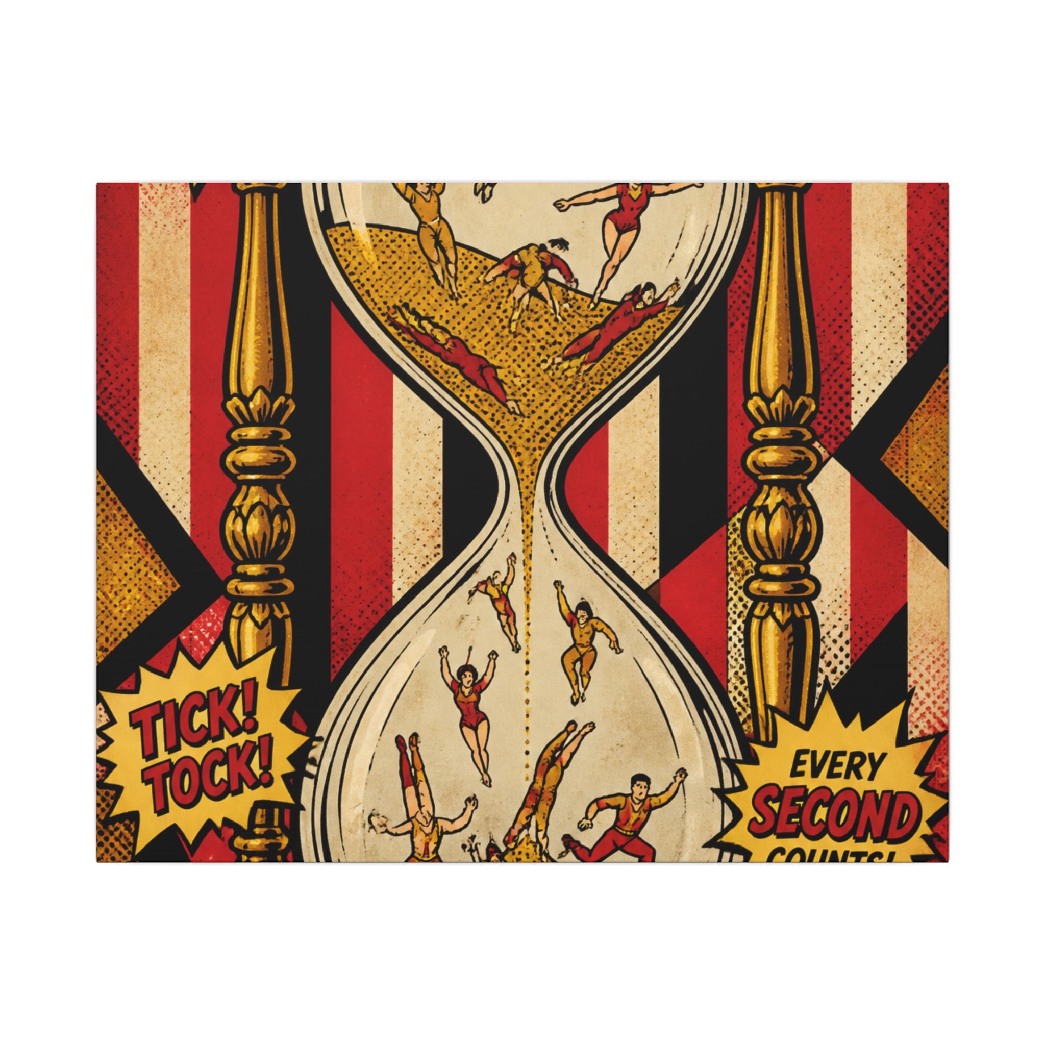 Hourglass Acrobats Wall Art Canvas 16×20 Pop Art Living Room Decor Maximalist Print