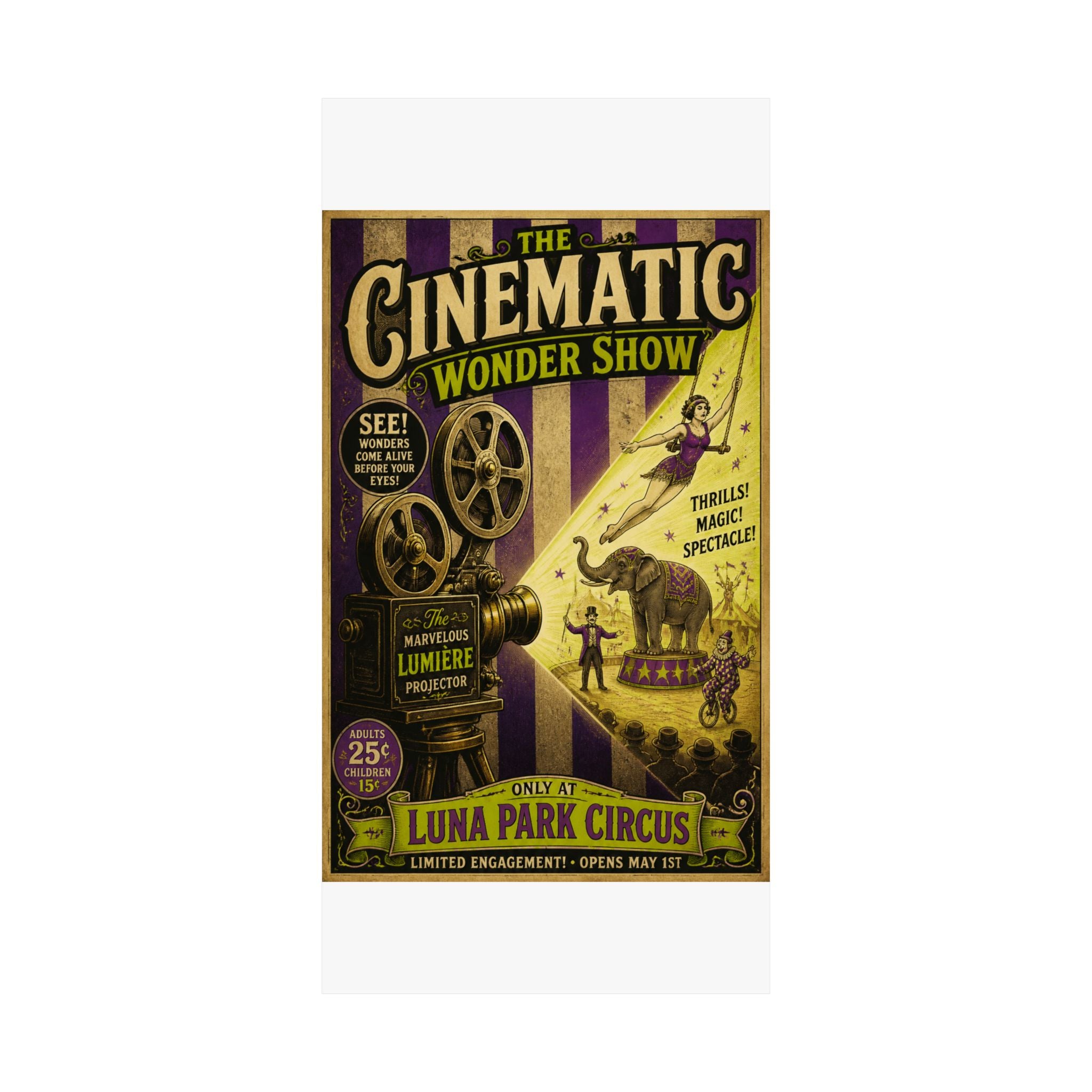 Film Camera Projector Show Wall Art Poster 18×24 Vintage Circus Kitchen Decor Maximalist Print