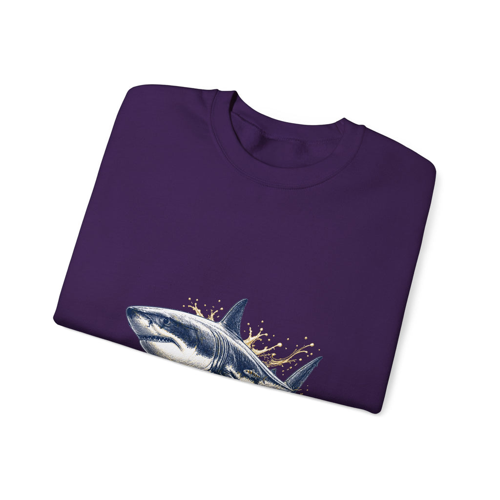 Matching Couple Sweatshirt - Shark & Dolphin Matching Couple Comfort Colors Crew Hand-Drawn Art His Hers Anniversary Gift - Design A