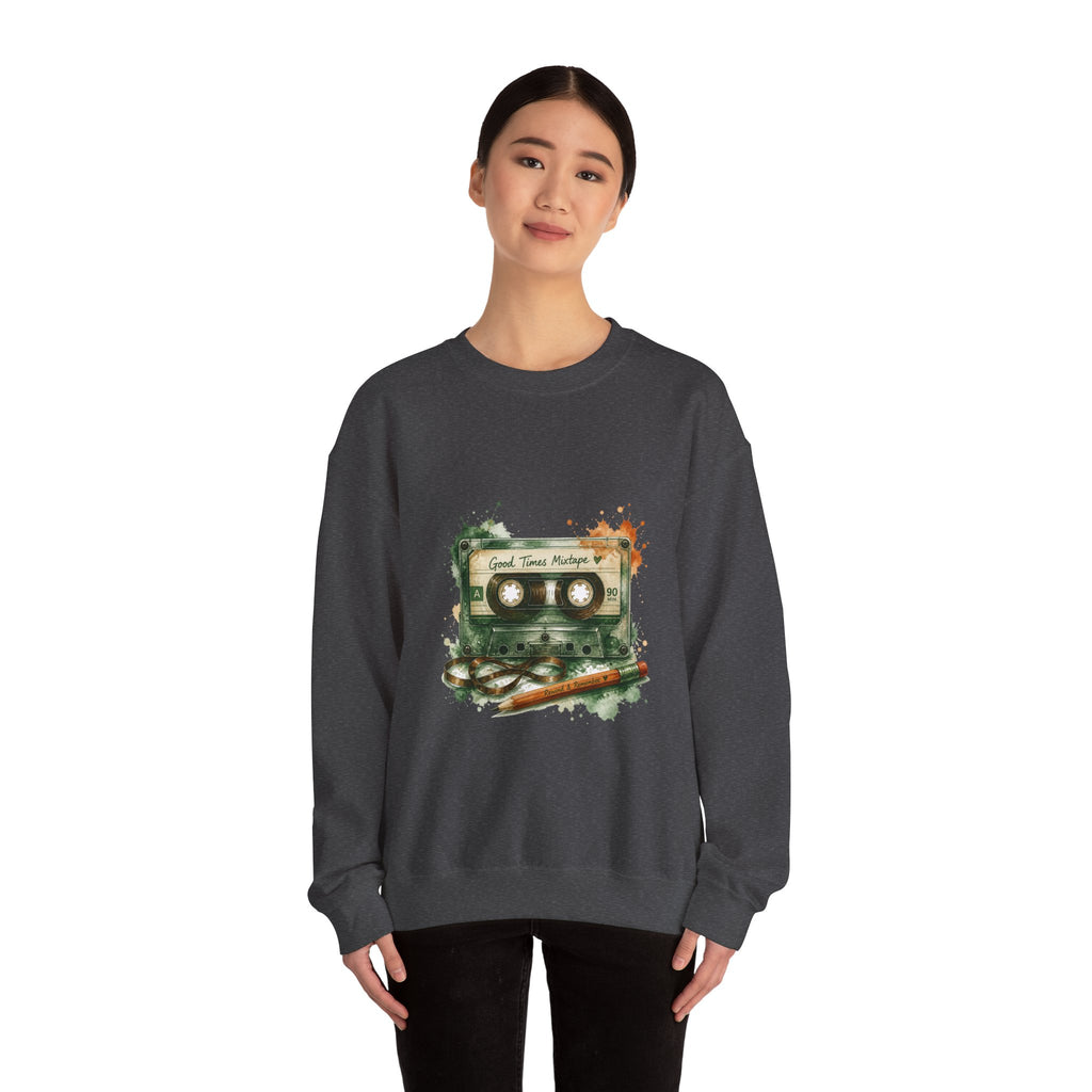 Matching Couple Sweatshirt - Vinyl & Cassette Matching Couple Premium Fleece Sweatshirt Watercolor Art His Hers Birthday Gift - Design B