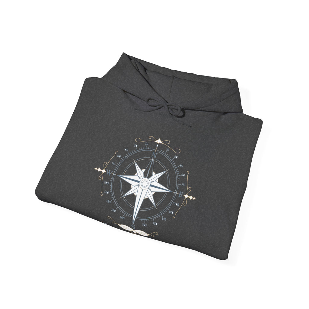 Matching Couple Sweatshirt - Compass North & South Matching Couple Hooded Sweatshirt Minimalist Art His Hers Valentine Gift - Design B