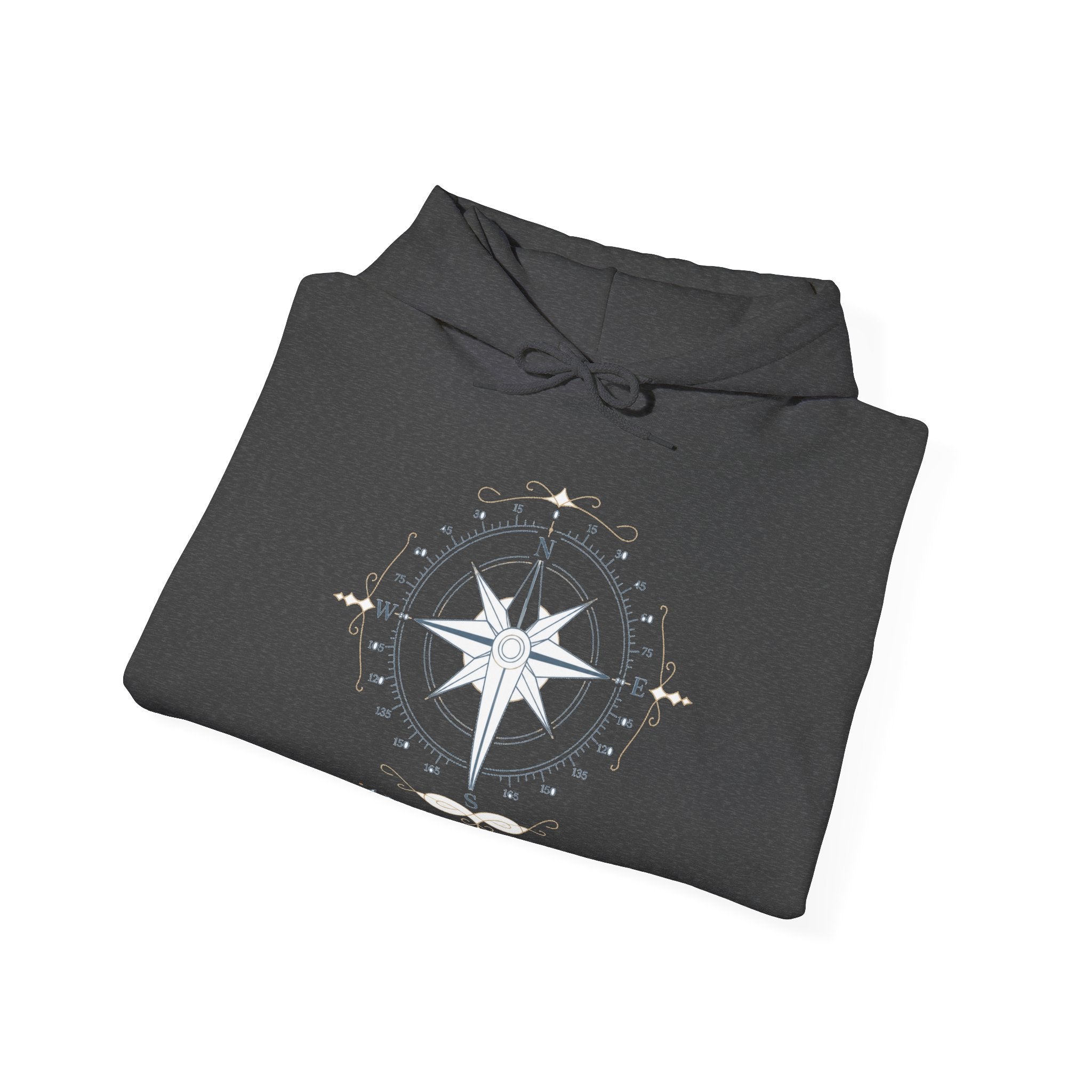 Matching Couple Sweatshirt - Compass North & South Matching Couple Hooded Sweatshirt Minimalist Art His Hers Valentine Gift - Design B