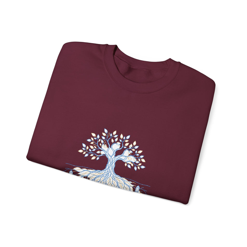 Matching Couple Sweatshirt - Ancient Oak & Deep Roots Matching Couple Crewneck Sweatshirt Minimalist Art His Hers Valentine Gift - Design B