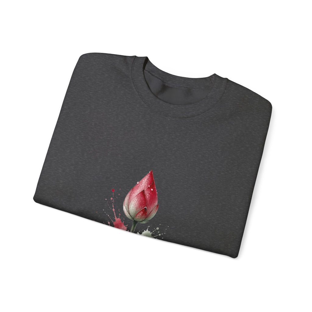 Matching Couple Sweatshirt - Open & Closed Lotus Matching Couple Crewneck Sweatshirt Watercolor Art His Hers Engagement Gift - Design B
