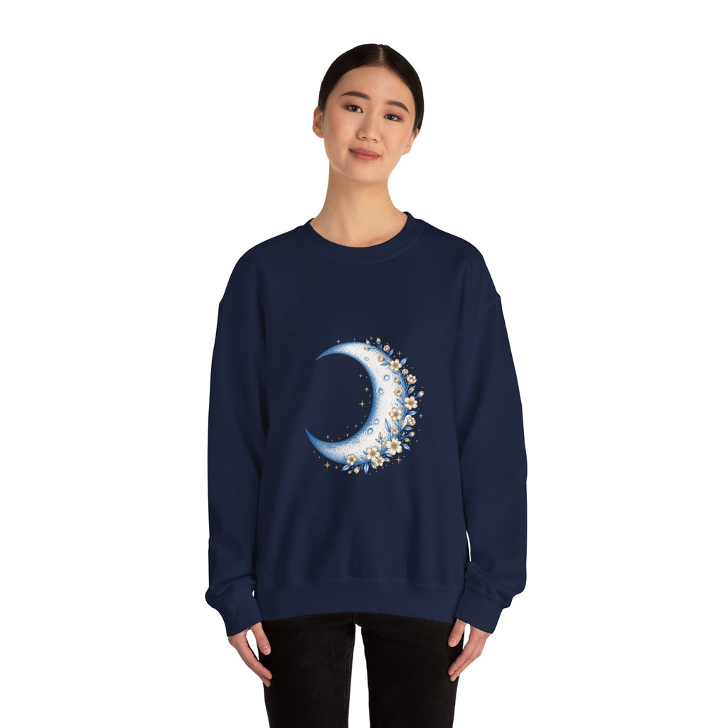 Matching Couple Sweatshirt - Waxing & Waning Moon Matching Couple Crewneck Sweatshirt Hand-Drawn Art His Hers Best Friend Gift - Design A