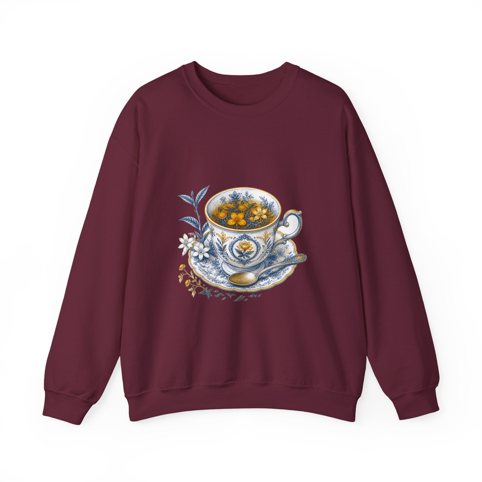 Matching Couple Sweatshirt - Coffee & Tea Matching Couple Crewneck Sweatshirt Vintage Art His Hers Wedding Gift - Design B