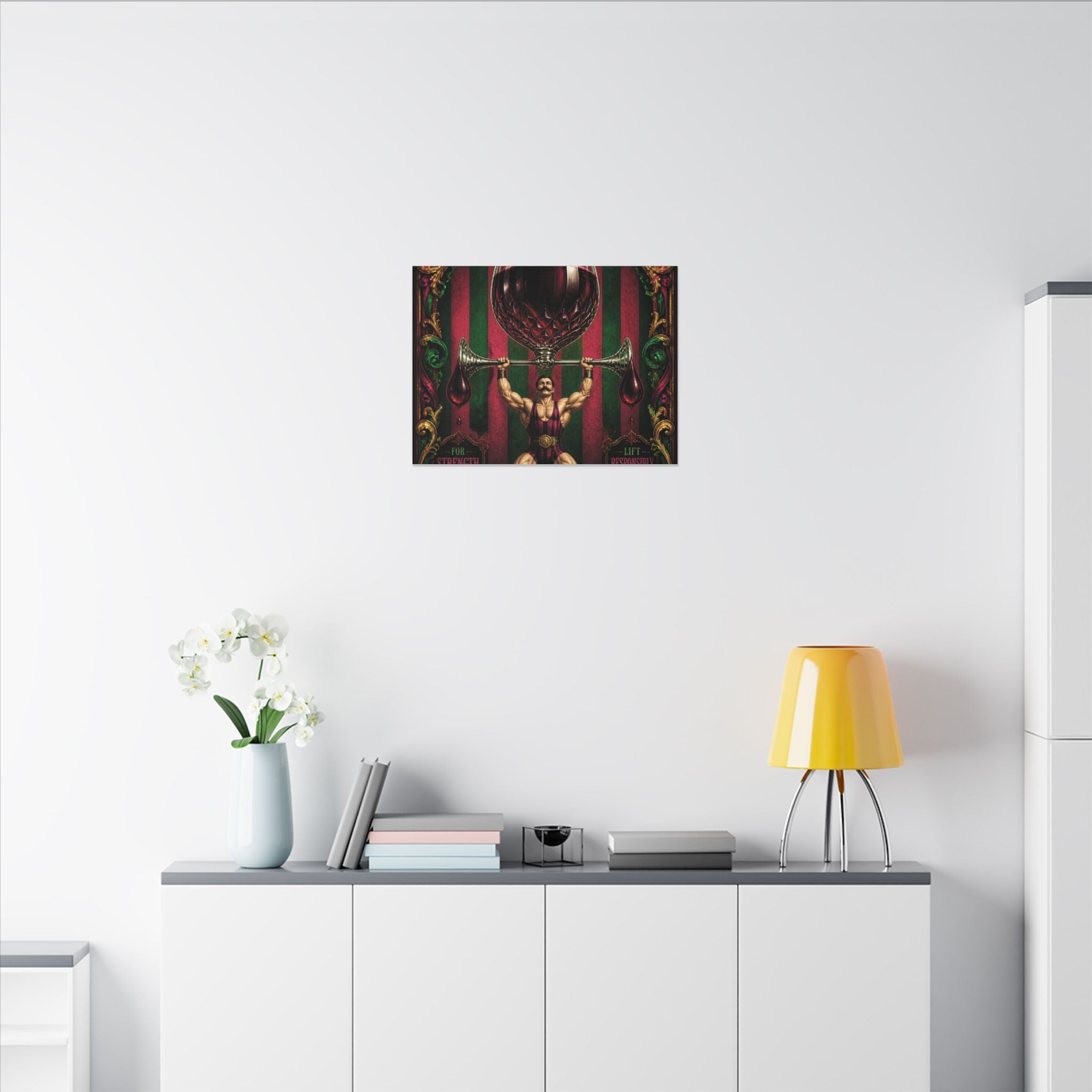 Wine Glass Strongman Wall Art Canvas 16×20 Baroque Home Office Decor Maximalist Print