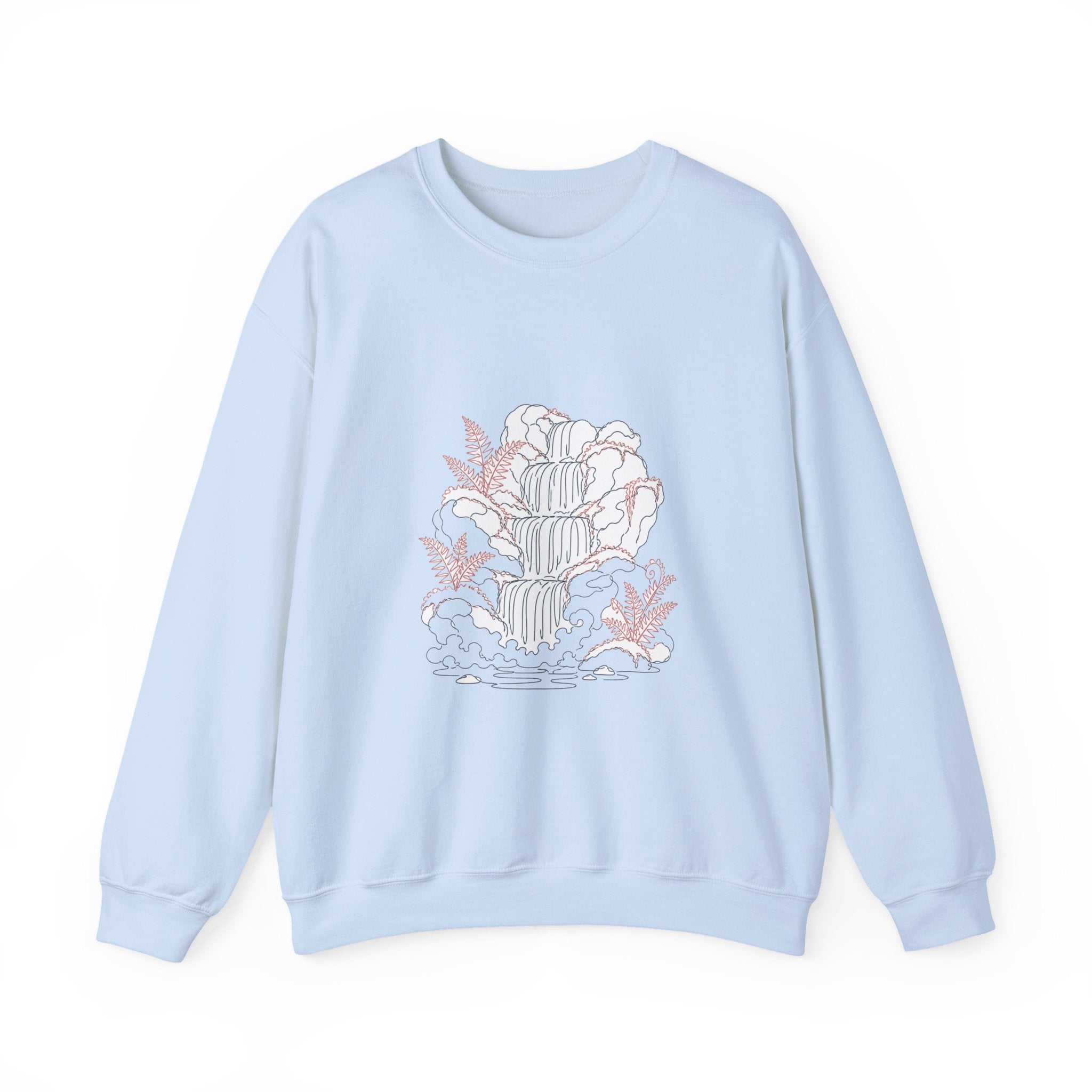 Matching Couple Sweatshirt - Wildfire & Waterfall Matching Couple Crewneck Sweatshirt Minimalist Art His Hers Valentine Gift - Design B