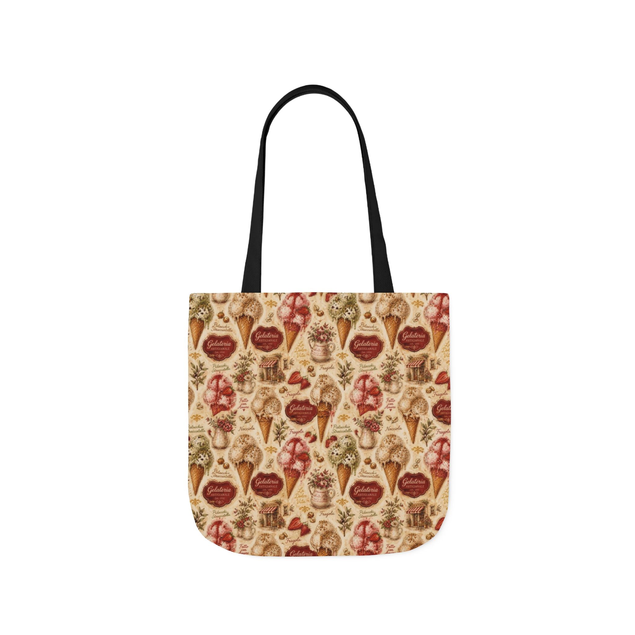 Gelato Scoops Canvas Tote Bag Mediterranean Kitchen Watercolor Design Italian Cottagecore Gift