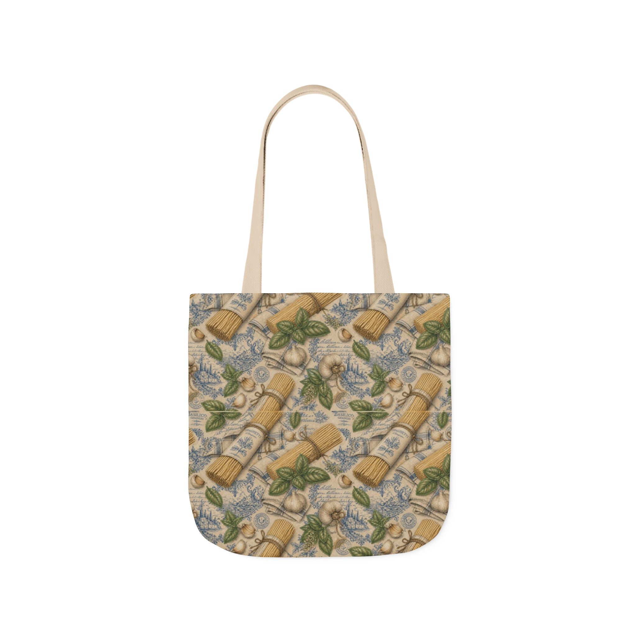 Spaghetti Bundle Canvas Tote Bag Mediterranean Kitchen Botanical Design Italian Cottagecore Gift