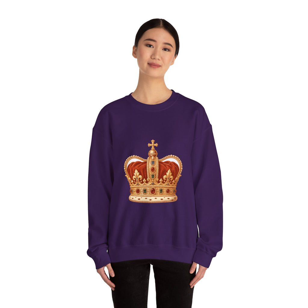 Matching Couple Sweatshirt - Crown & Shield Matching Couple Premium Fleece Sweatshirt Vintage Art His Hers Honeymoon Gift - Design A