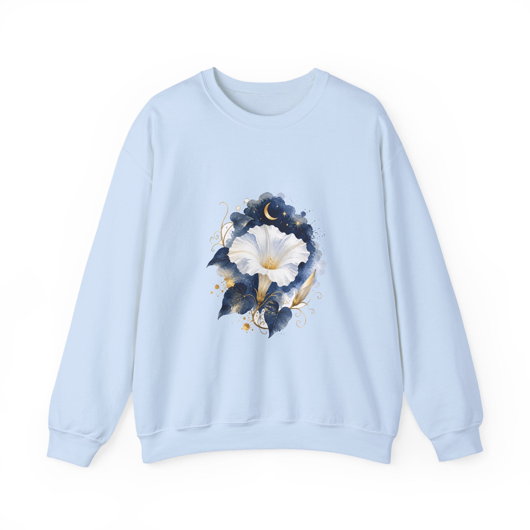 Matching Couple Sweatshirt - Sunflower & Moonflower Matching Couple Premium Fleece Sweatshirt Watercolor Art His Hers Birthday Gift - Design B