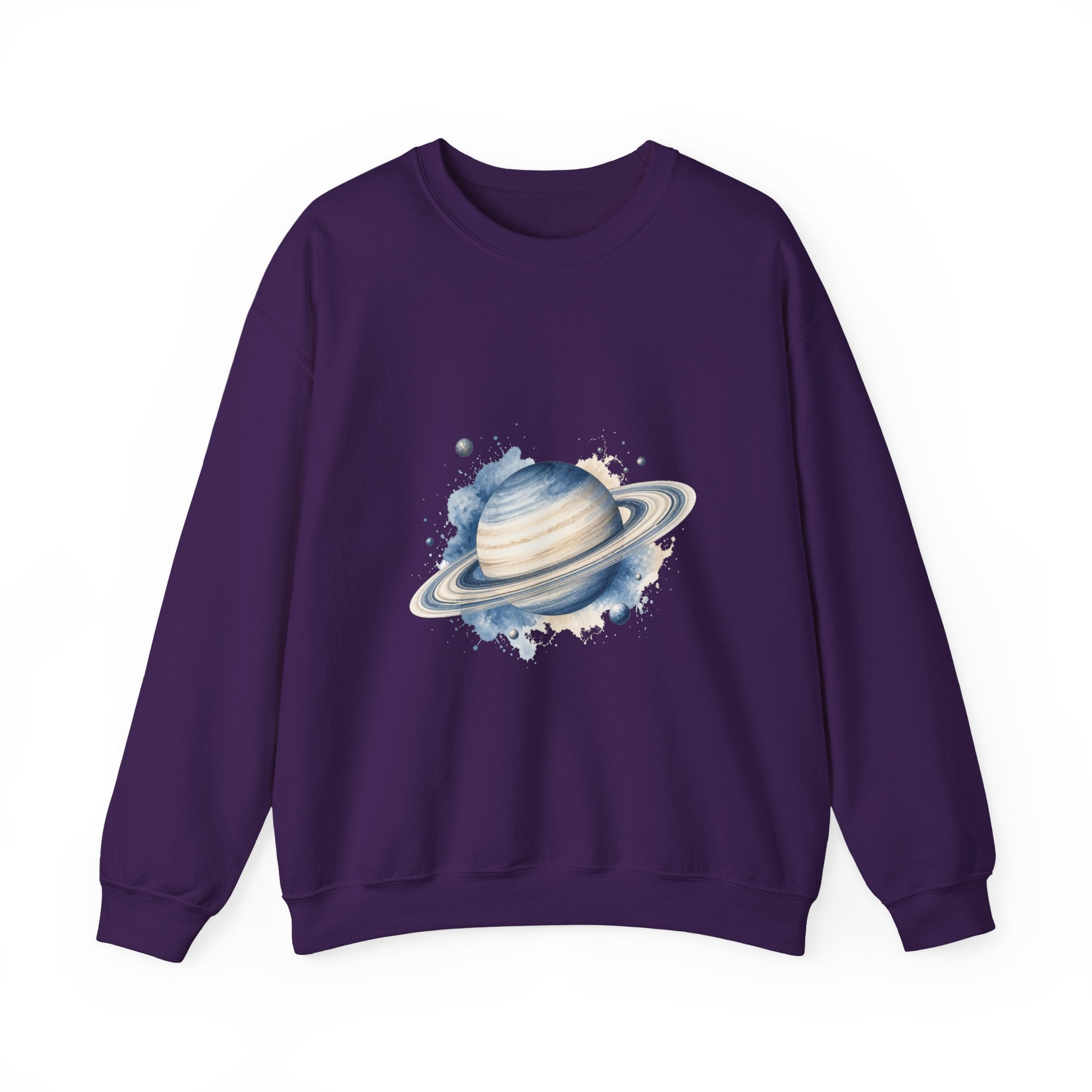 Matching Couple Sweatshirt - Saturn & Jupiter Matching Couple Crewneck Sweatshirt Watercolor Art His Hers Engagement Gift - Design A