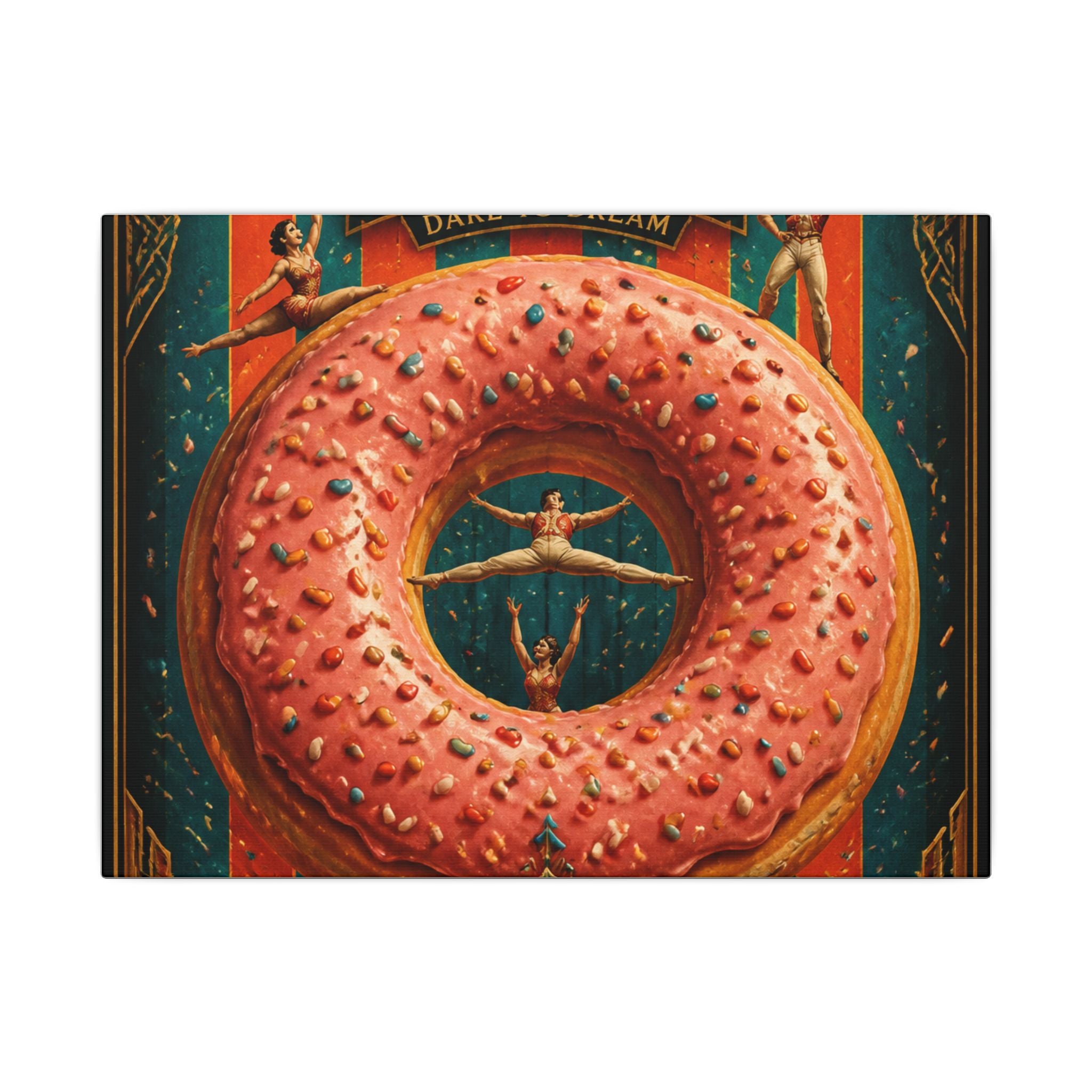 Donut Circus Ring Wall Art Canvas 24×36 Art Deco Bar Area Decor Maximalist Print