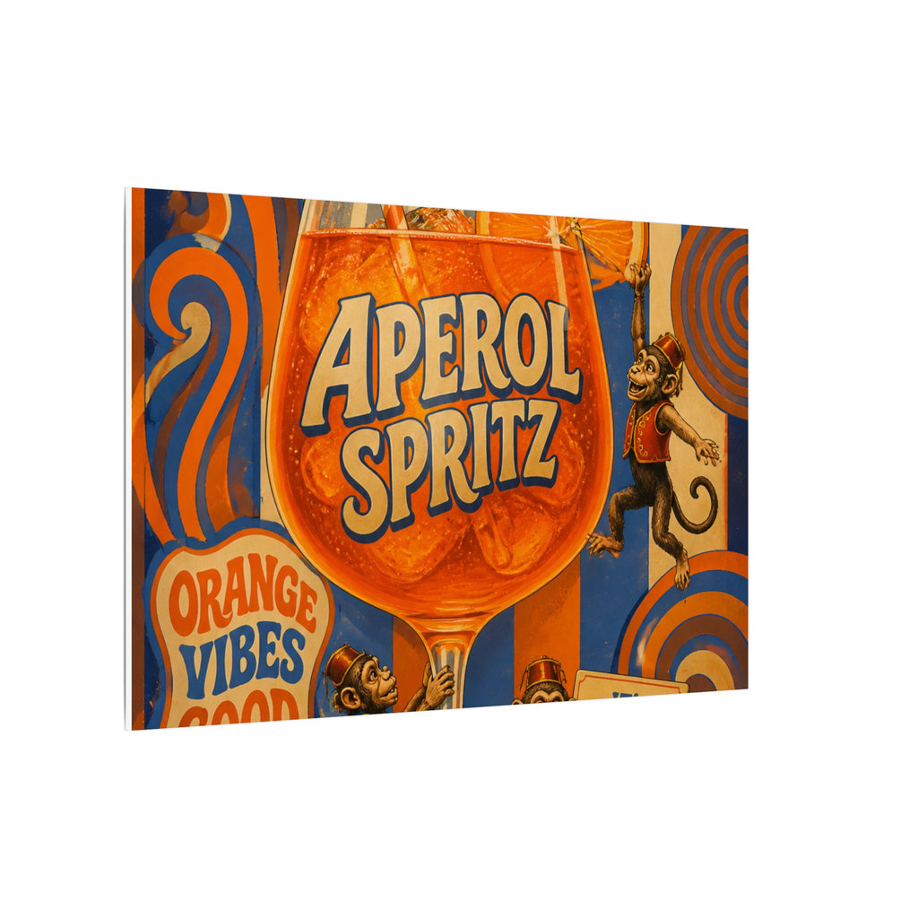 Aperol Spritz Monkeys Wall Art Canvas 24×36 Psychedelic Dining Room Decor Maximalist Print