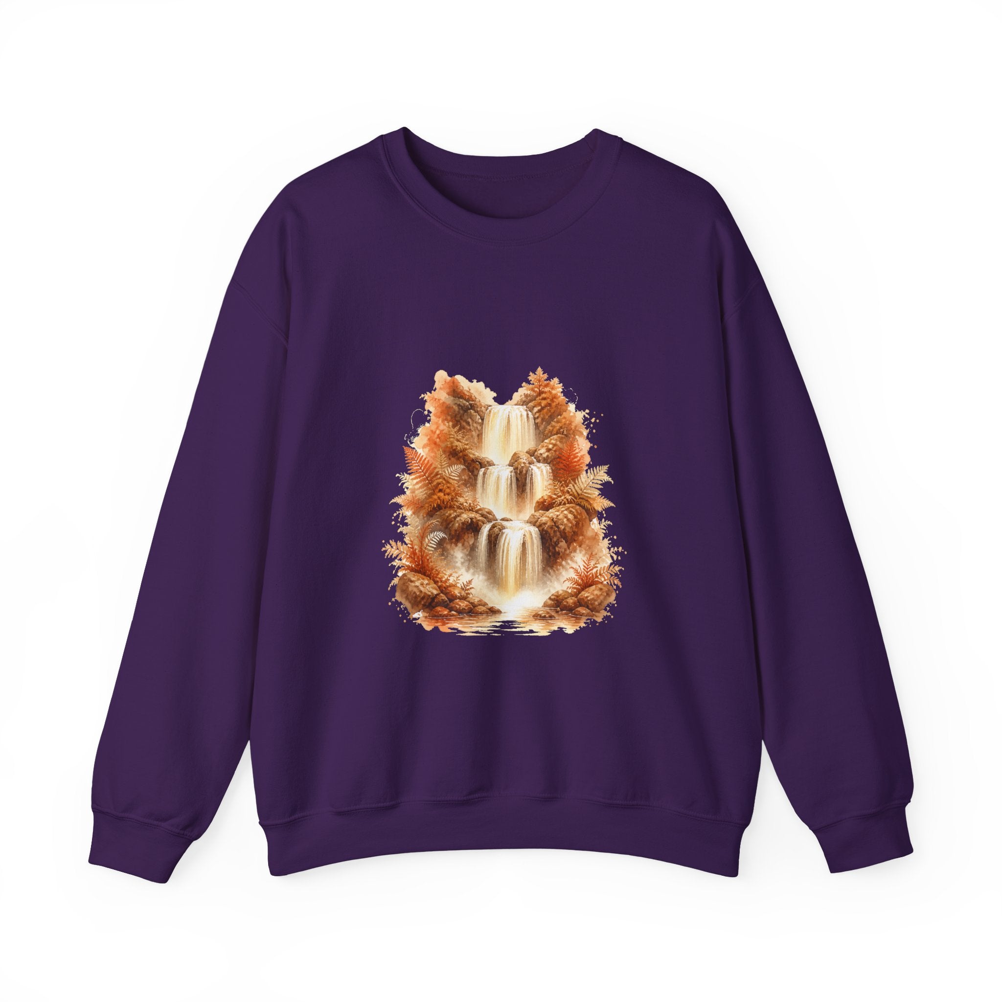 Matching Couple Sweatshirt - Wildfire & Waterfall Matching Couple Comfort Colors Crew Watercolor Art His Hers Birthday Gift - Design B