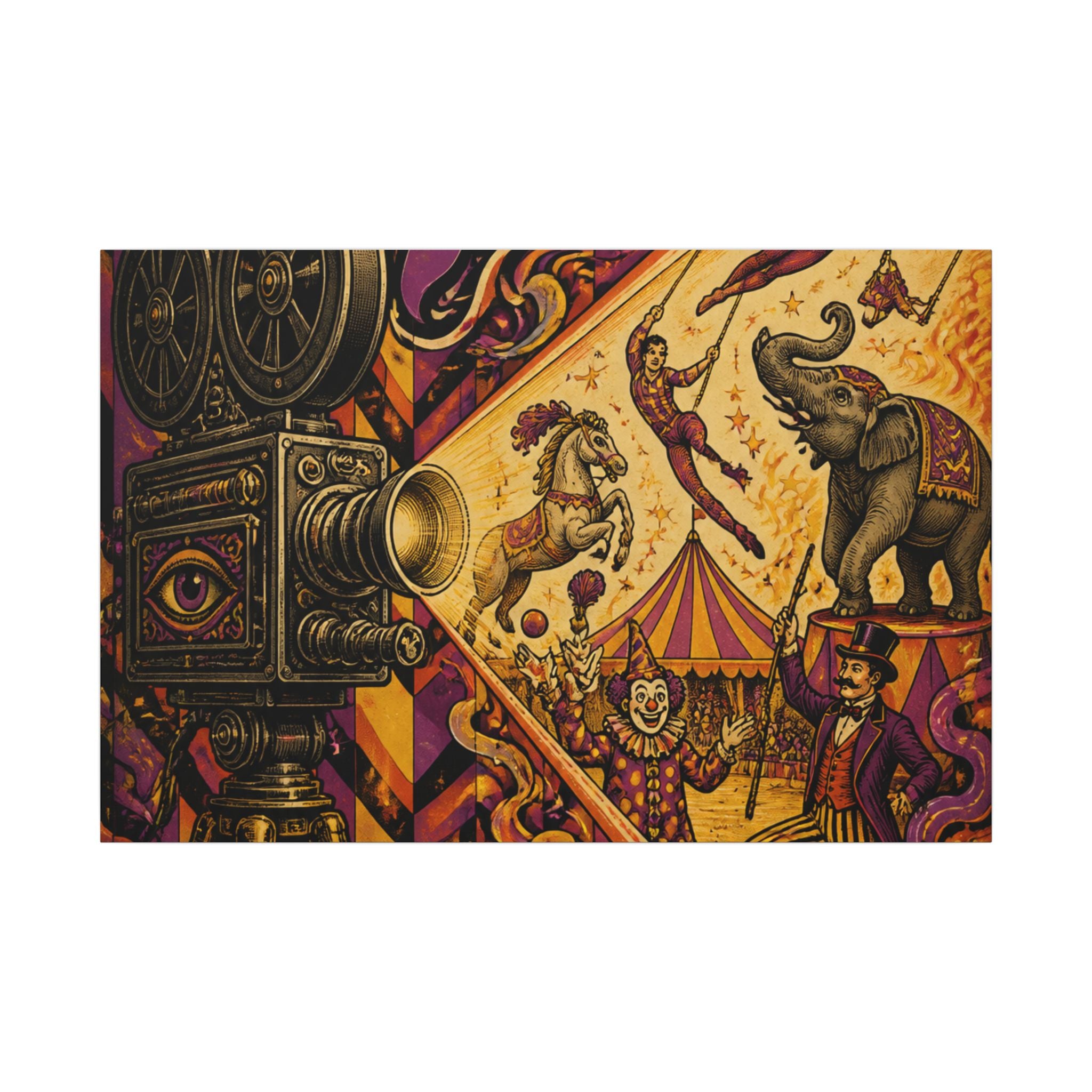 Film Camera Projector Show Wall Art Canvas 24×36 Psychedelic Dining Room Decor Maximalist Print