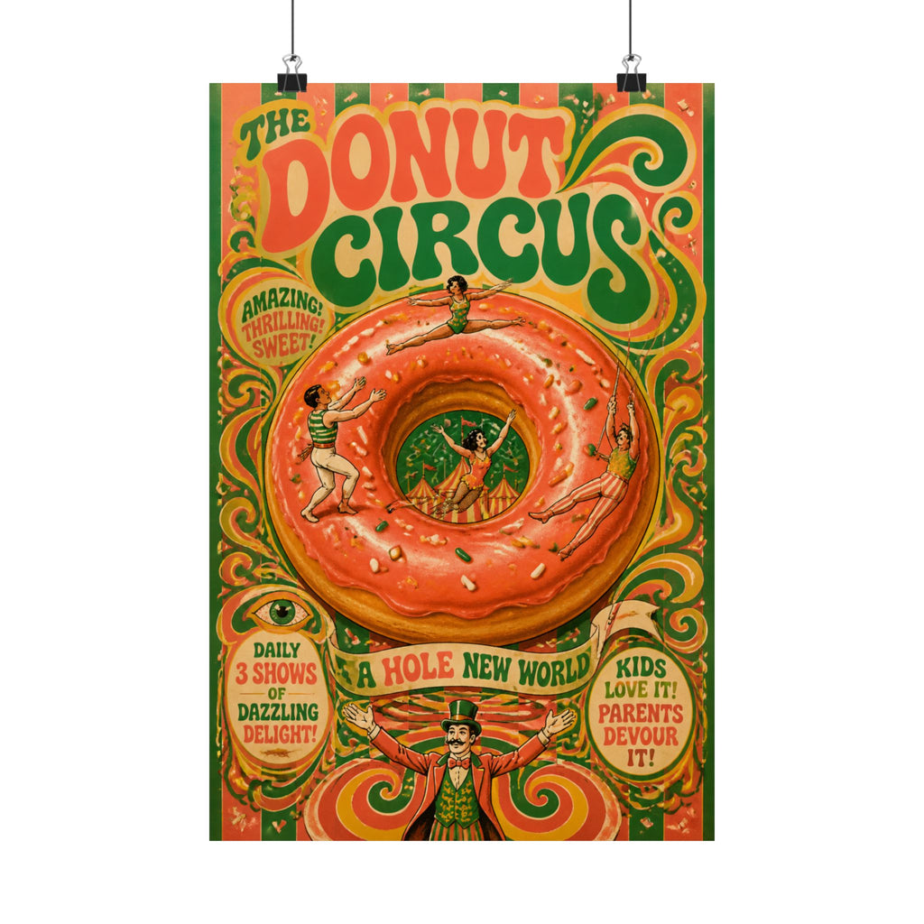Donut Circus Ring Wall Art Poster 18×24 Psychedelic Cafe Decor Maximalist Print