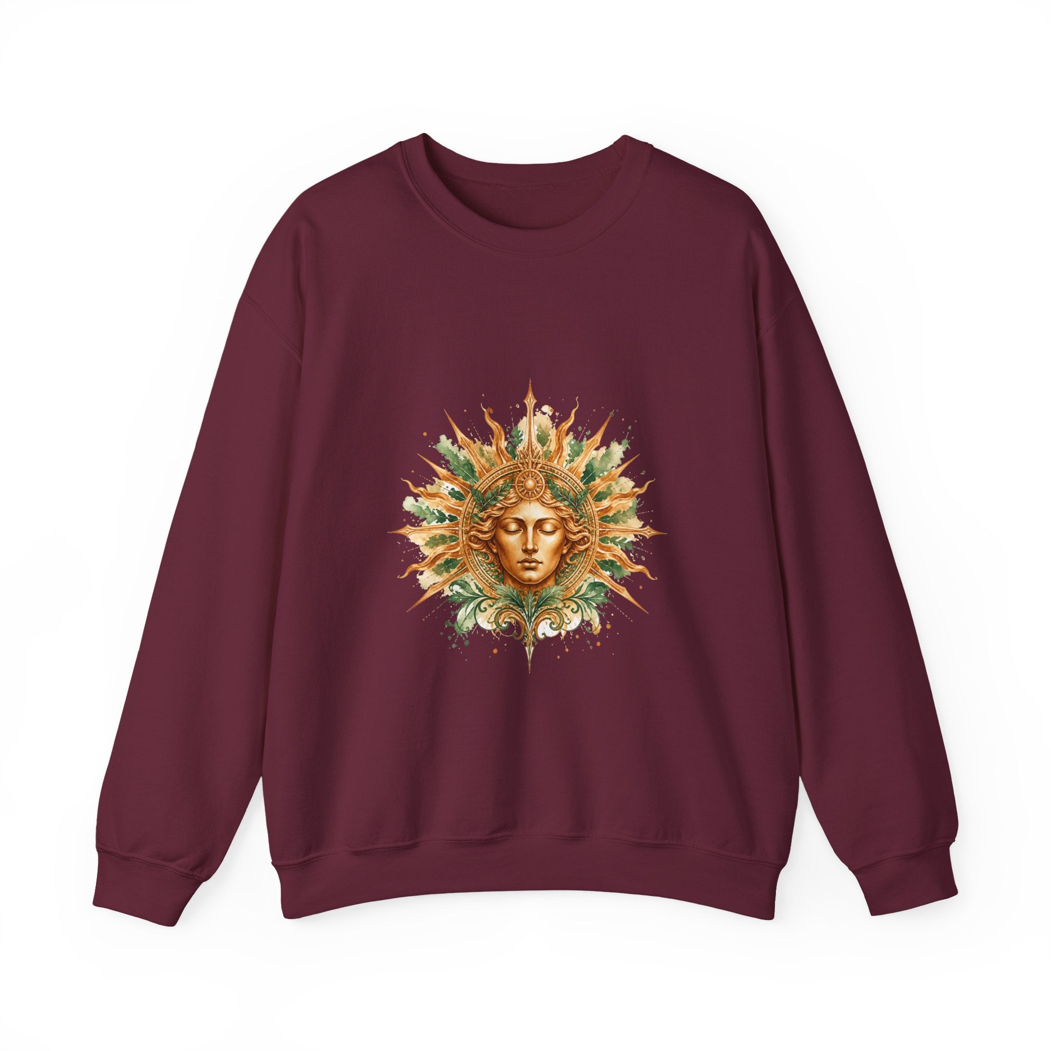 Matching Couple Sweatshirt - Helios & Selene Matching Couple Crewneck Sweatshirt Watercolor Art His Hers Engagement Gift - Design A