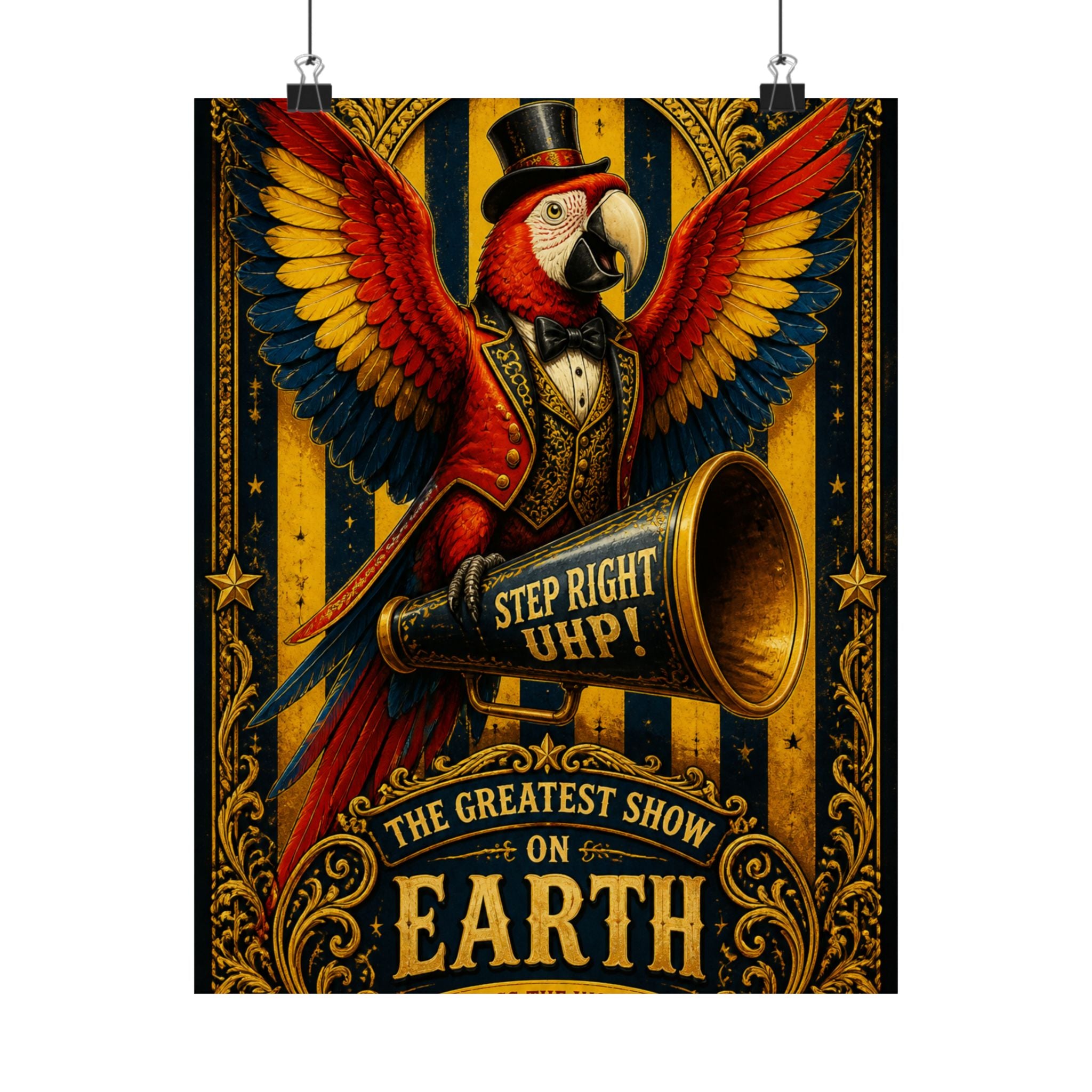 Parrot Ringmaster Wall Art Poster 24×36 Baroque Studio Decor Maximalist Print