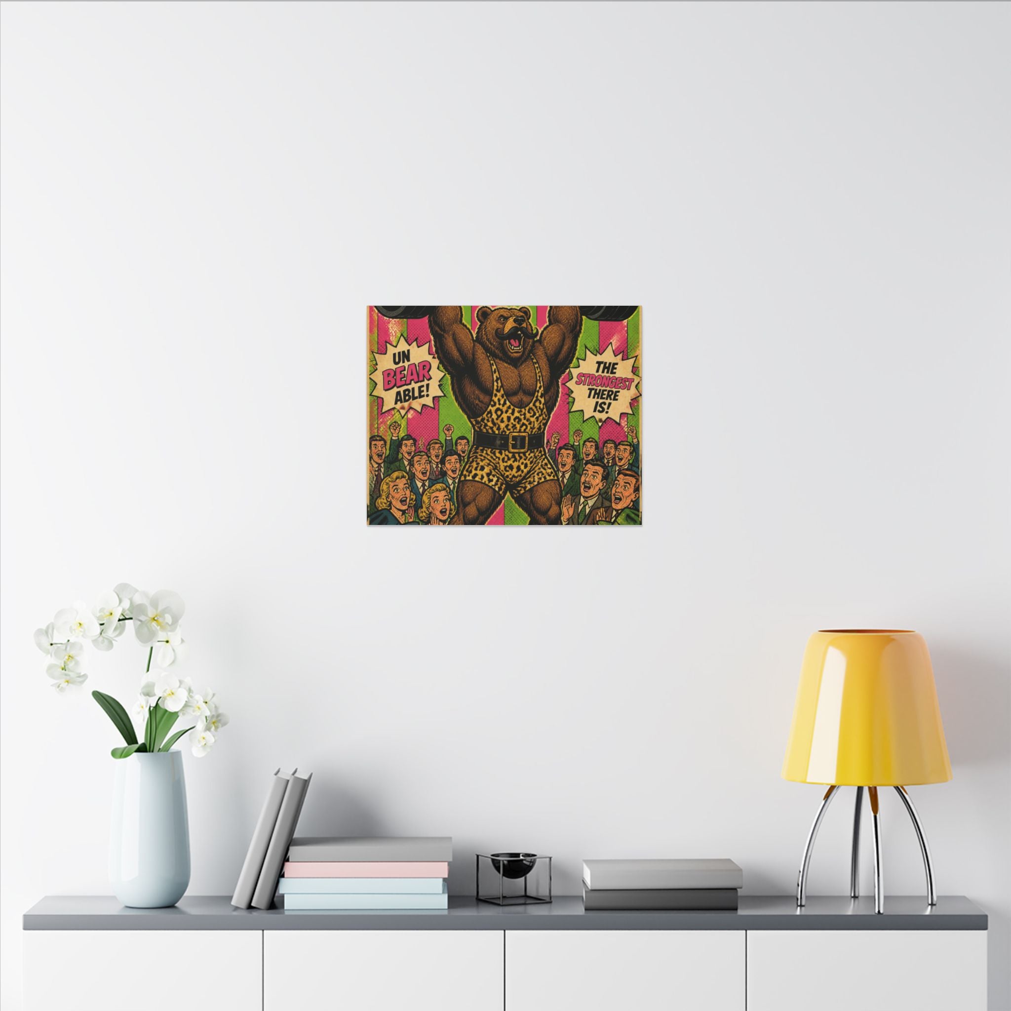 Strongman Bear Wall Art Canvas 24×36 Pop Art Restaurant Decor Maximalist Print