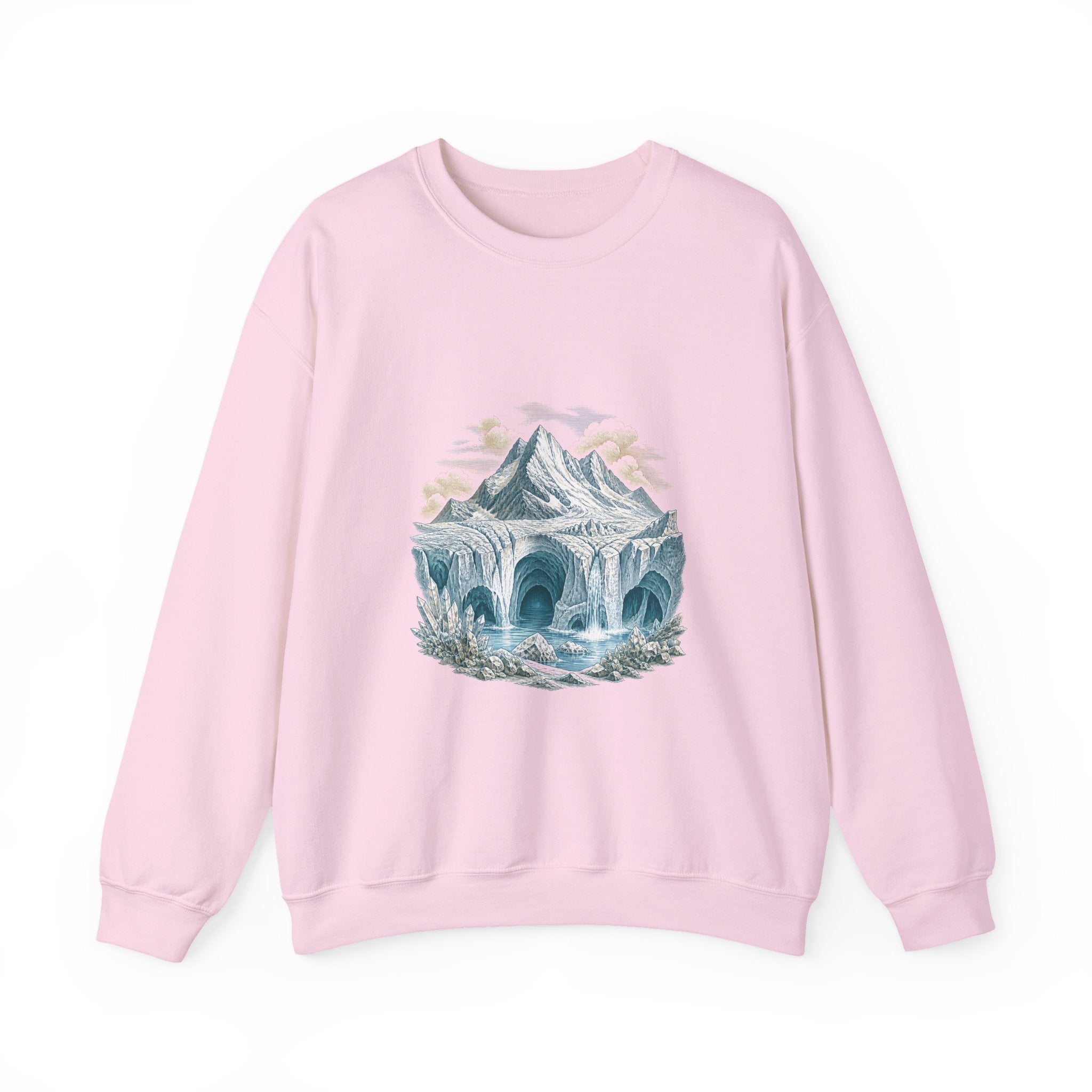 Matching Couple Sweatshirt - Volcano & Glacier Matching Couple Premium Fleece Sweatshirt Vintage Art His Hers Honeymoon Gift - Design B
