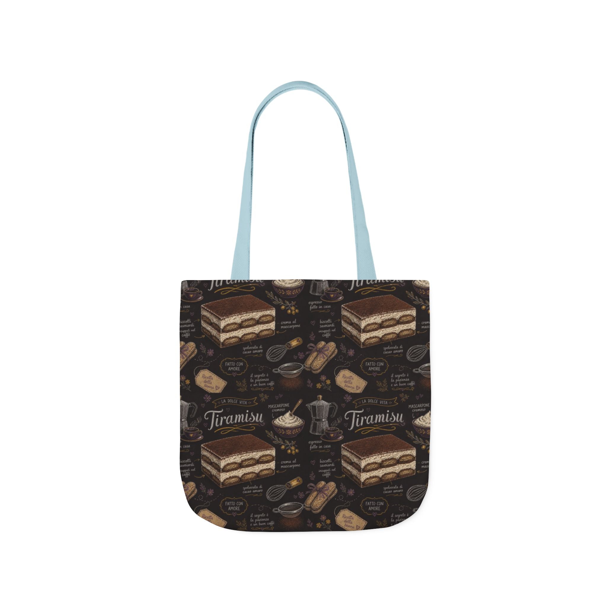 Tiramisu Layers Canvas Tote Bag Mediterranean Kitchen Chalk Art Design Italian Cottagecore Gift