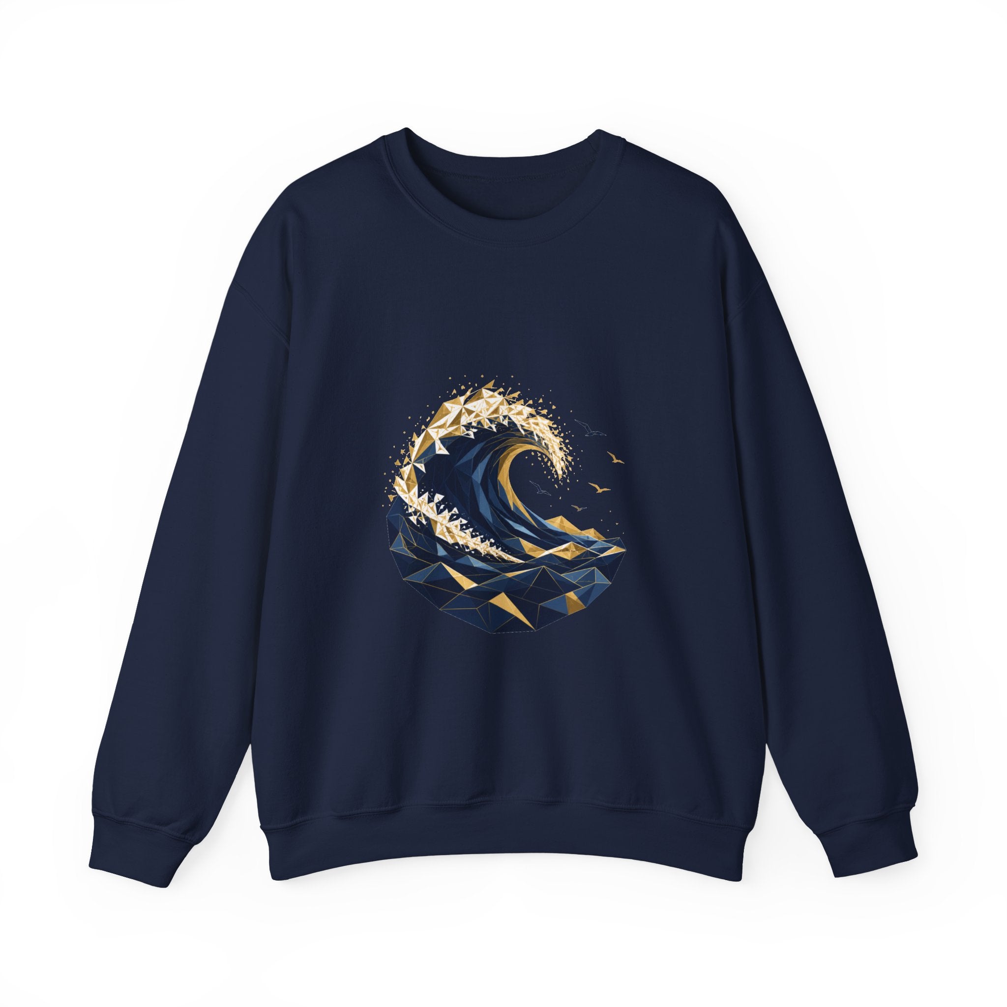 Matching Couple Sweatshirt - Mountain & Ocean Matching Couple Crewneck Sweatshirt Geometric Art His Hers Couple Gift - Design B