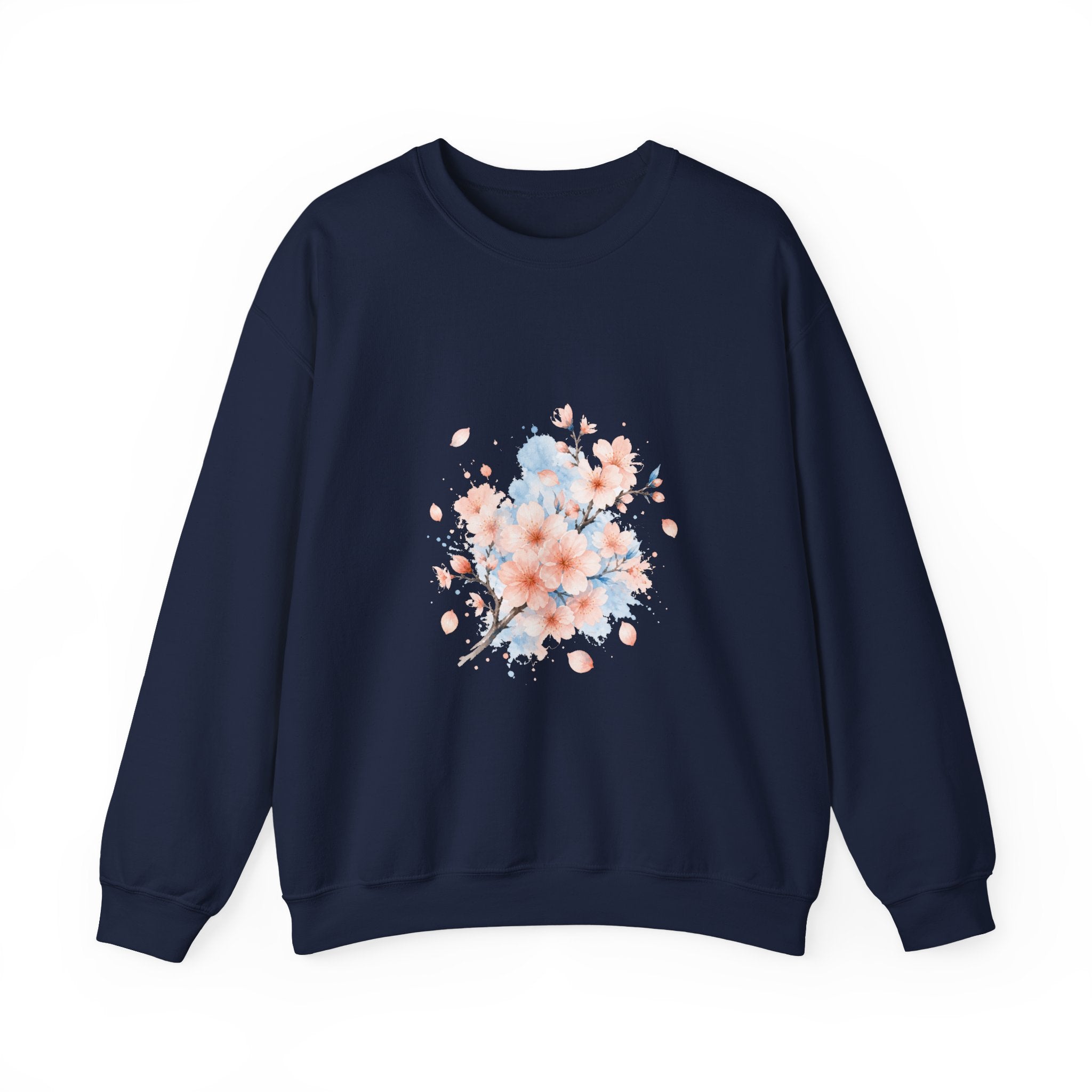 Matching Couple Sweatshirt - Cherry Blossom & Maple Leaf Matching Couple Premium Fleece Sweatshirt Watercolor Art His Hers Birthday Gift - Design A