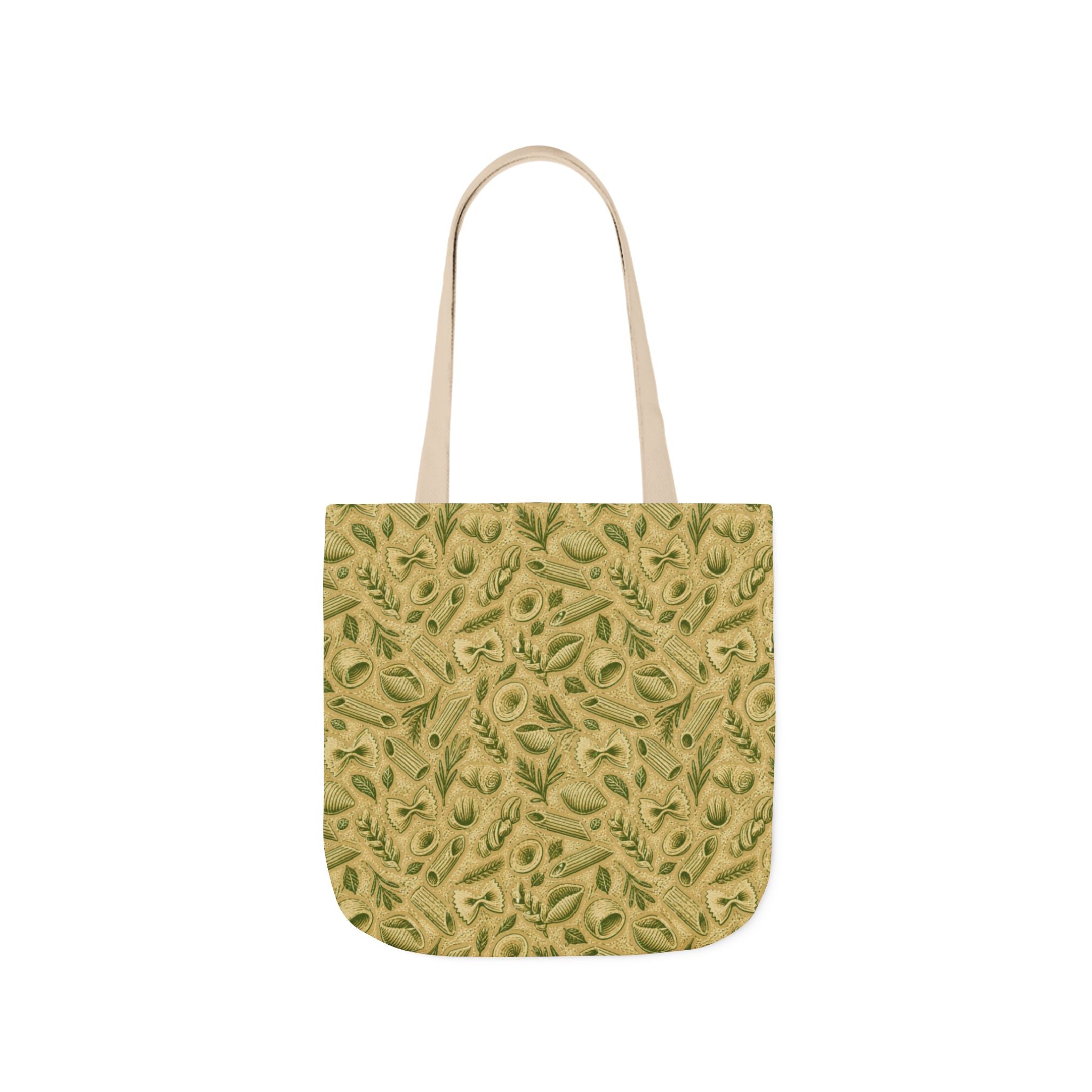 Italian Pasta Shapes Canvas Tote Bag Mediterranean Kitchen Linocut Design Italian Cottagecore Gift