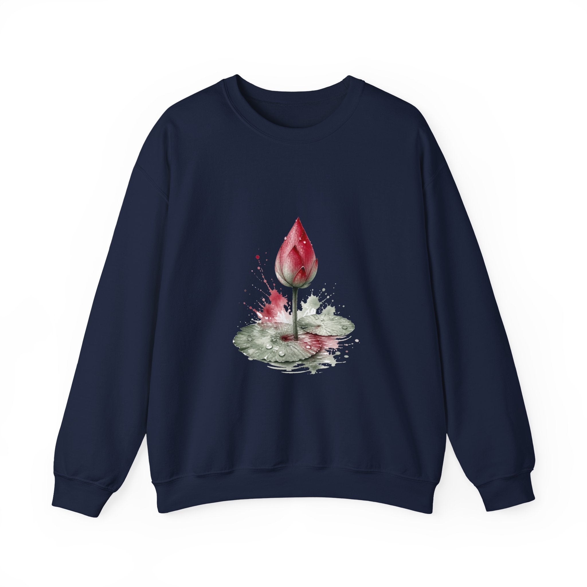 Matching Couple Sweatshirt - Open & Closed Lotus Matching Couple Crewneck Sweatshirt Watercolor Art His Hers Engagement Gift - Design B